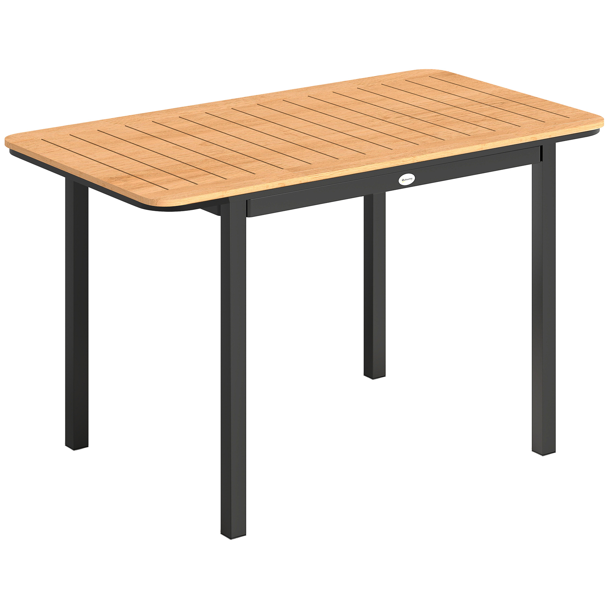 Outsunny Tavolo da Giardino per 6 Persone, 127 x 70 cm, Tavolo da Esterno con Piano a Doghe in Legno-Plastica, Struttura in Metallo Aosom Italy