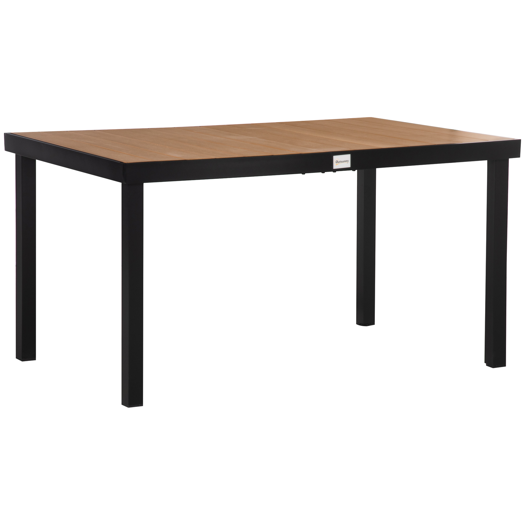 Outsunny Tavolo da Giardino per 6 Persone in Alluminio, Tavolo da Esterno in Plastica per Terrazzo e Balcone, Nero e Color Legno Outsunny Tavolo da Giardino per 6 Persone in Alluminio, Tavolo da Esterno in Plastica per Terrazzo e Balcone, Nero e Color Legno