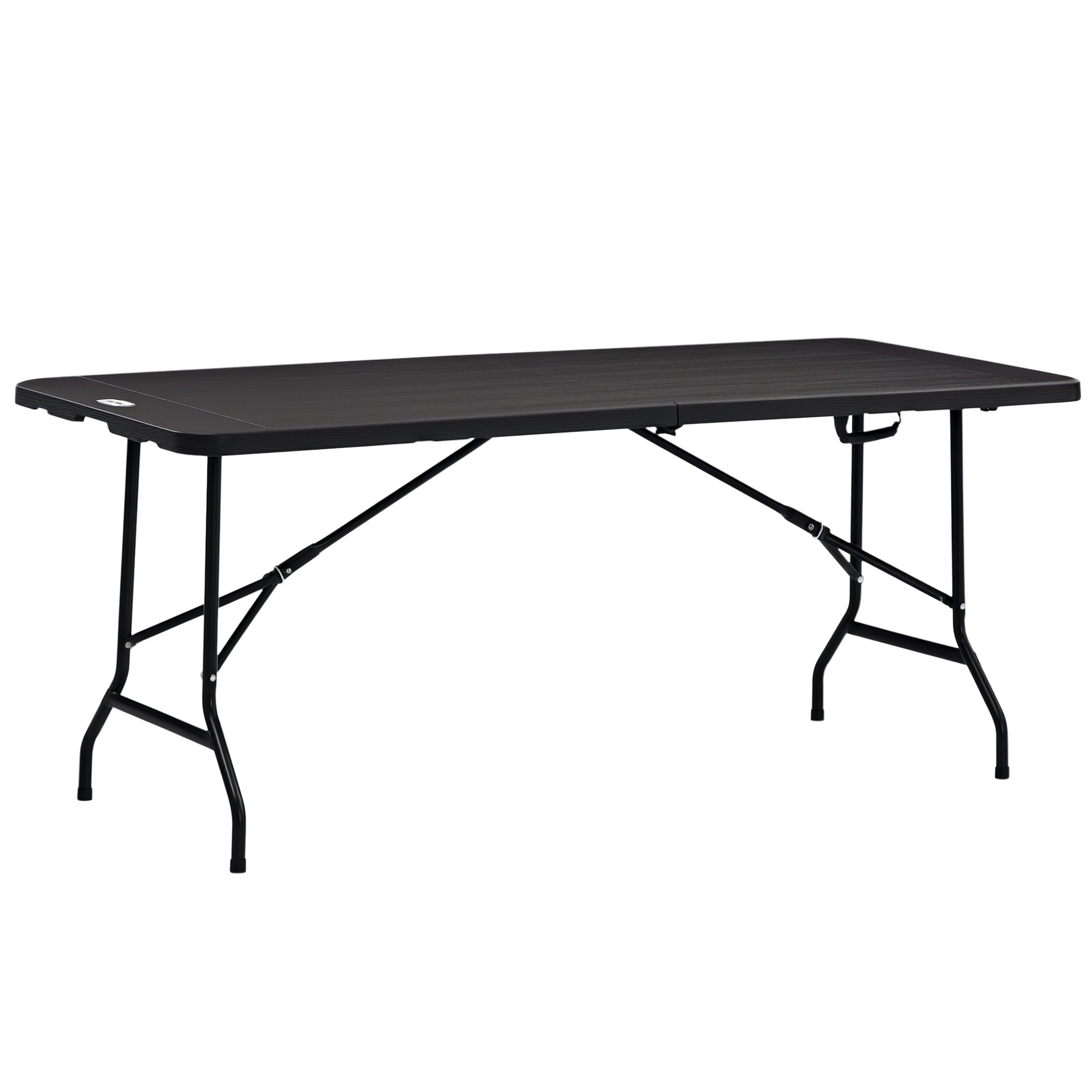 Outsunny Tavolo da Giardino Pieghevole per 6 Persone in Acciaio e HDPE, 180x75.5x73cm, Grigio Scuro Aosom