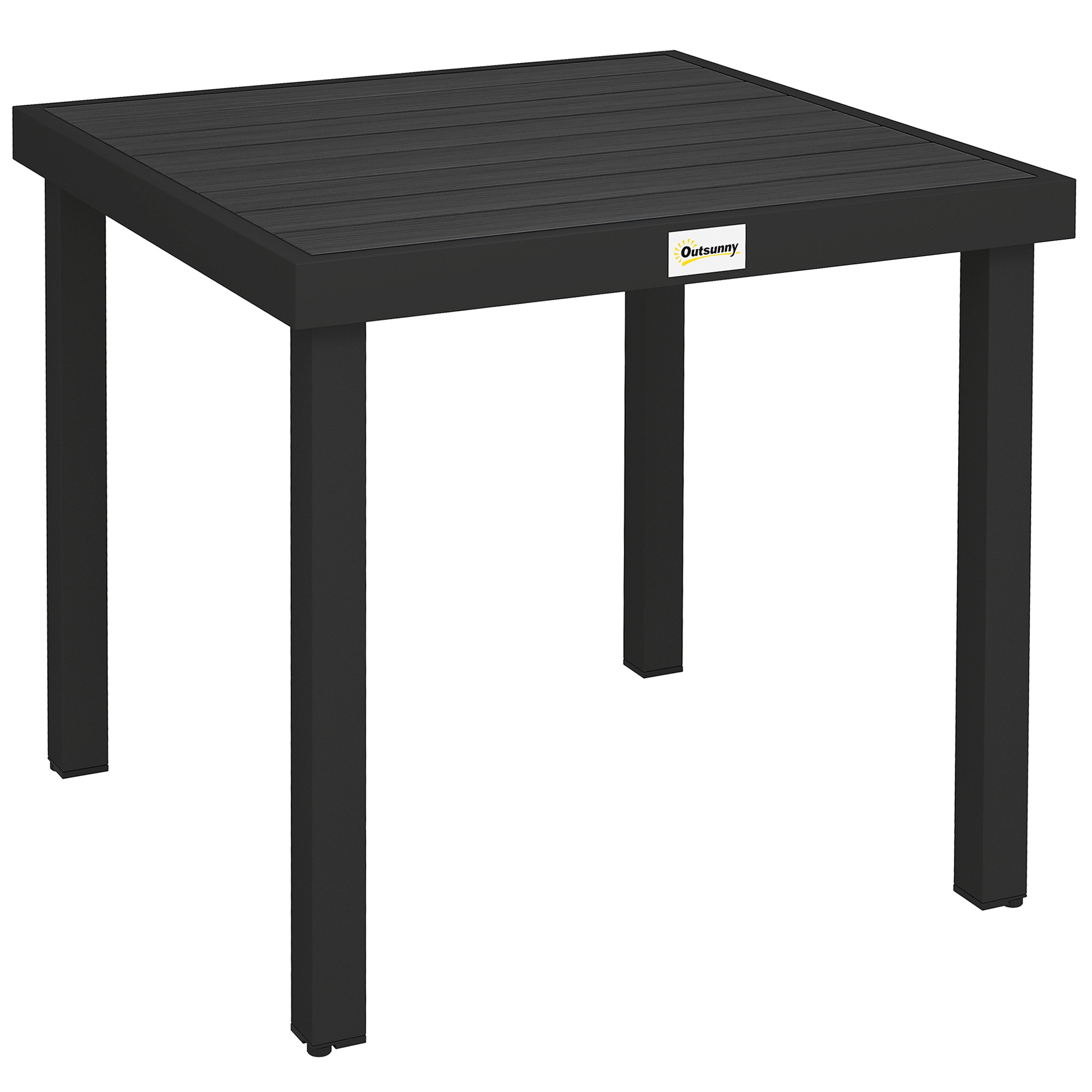 Outsunny Tavolo da Giardino Quadrato per 4 Persone, in Alluminio e Plastica, 78x78x74 cm, Nero Aosom Italy