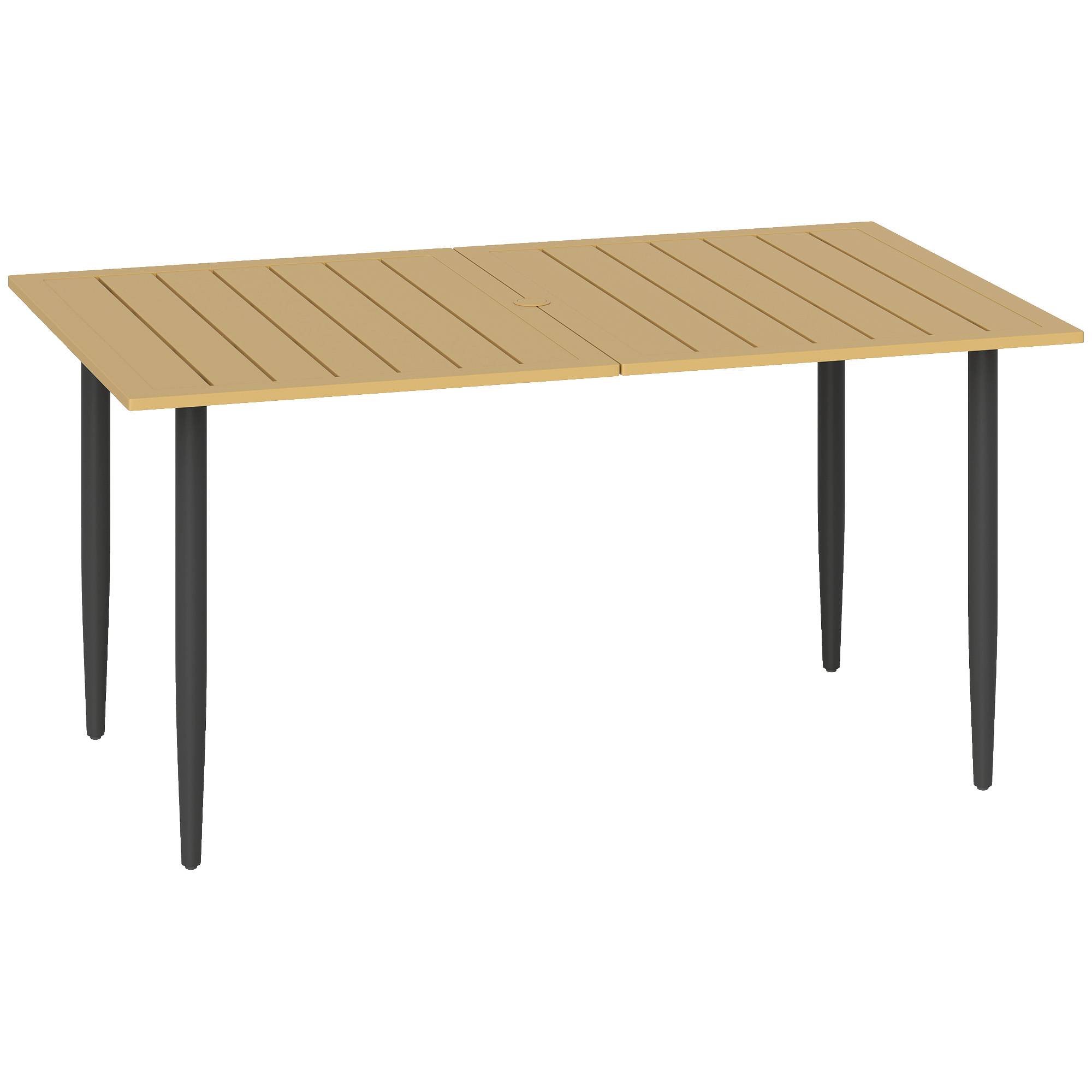 Outsunny Tavolo da Giardino Resistente alle Intemperie con Foro per Ombrellone, in Acciaio, 150x90x73 cm, Marrone Aosom Italy