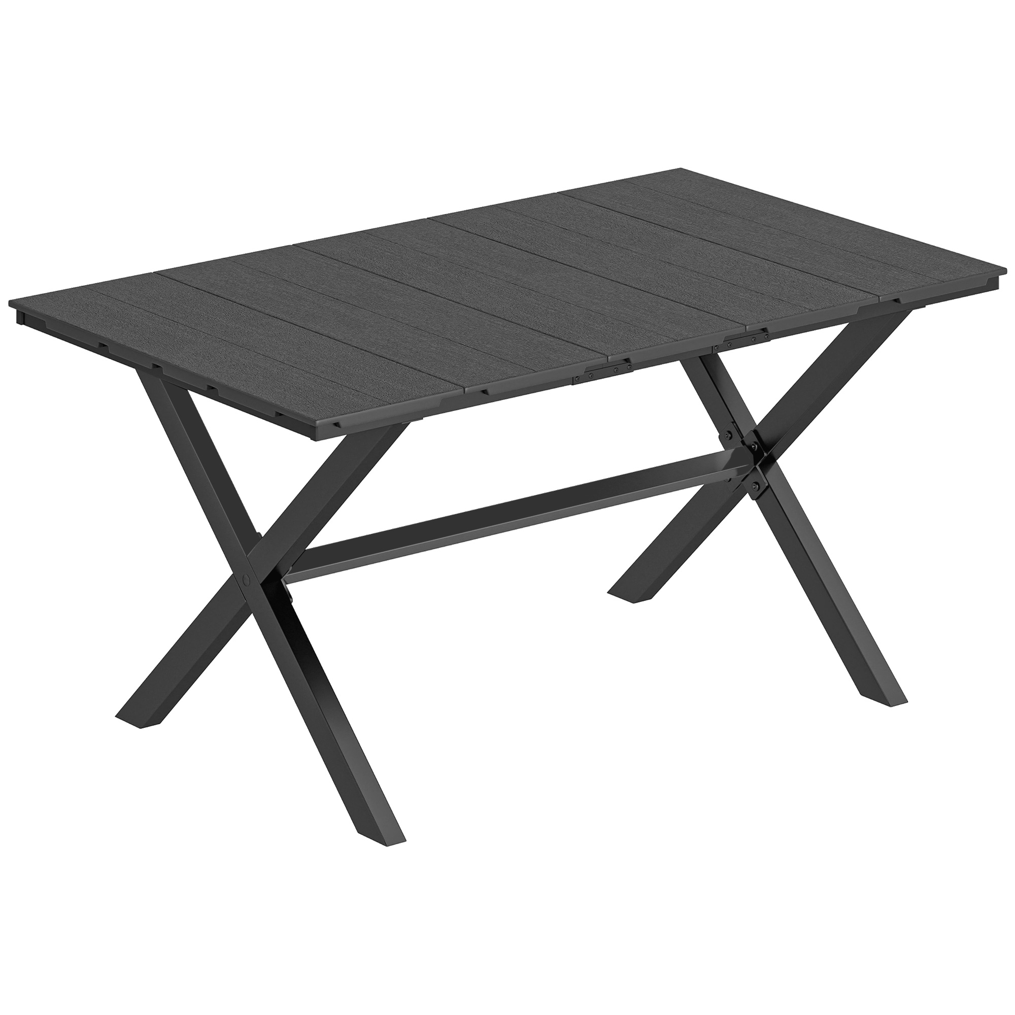 Outsunny Tavolo da giardino rettangolare per 4 a 6 persone, tavolo da pranzo esterno Piano effetto legno 150 x 90 x 74 cm, Nero Aosom Italy