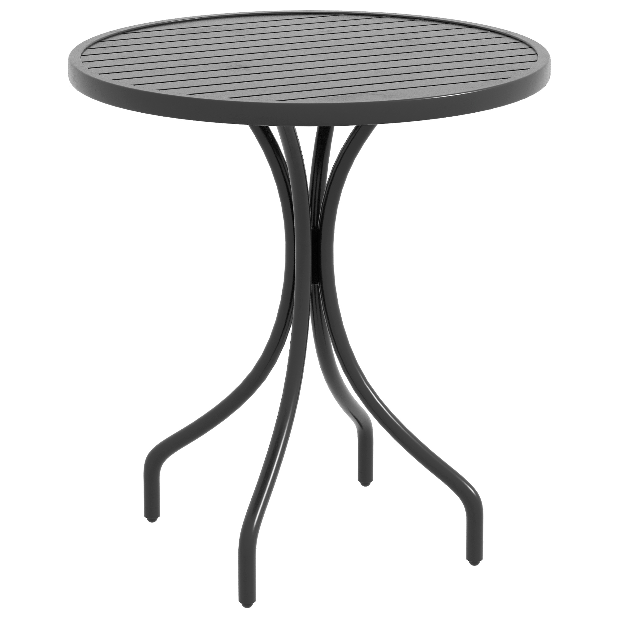 Outsunny Tavolo da Giardino Rotondo con Piano a Doghe in Acciaio, Ø66x71.5cm, Nero Aosom Outsunny Tavolo da Giardino Rotondo con Piano a Doghe in Acciaio, Ø66x71.5cm, Nero Aosom