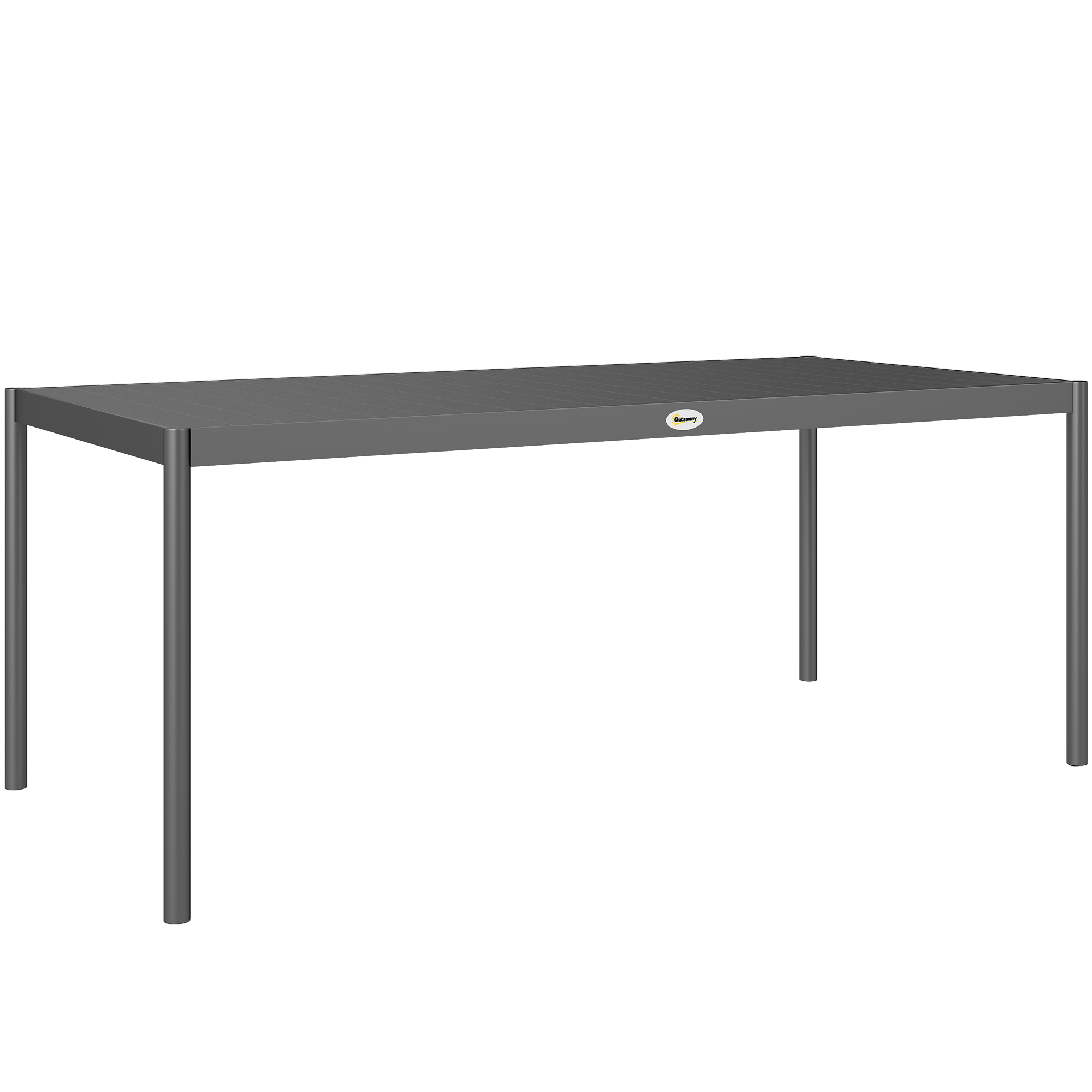 Outsunny Tavolo da Pranzo a Doghe Rettangolare per Giardino in Acciaio, 186x90x74 cm, Grigio Scuro Aosom Italy