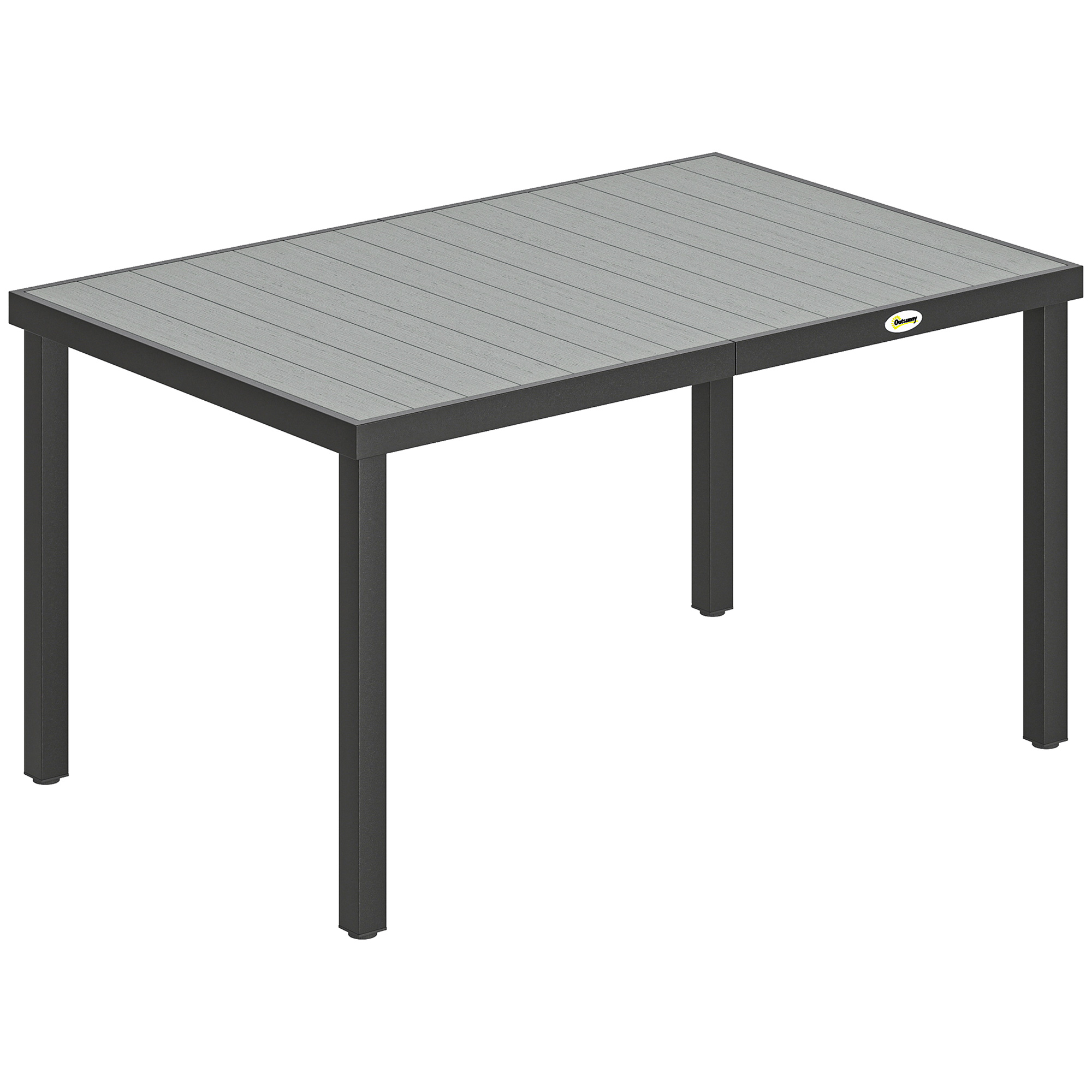 Outsunny Tavolo da Pranzo da Giardino per 6 Persone con Piano a Doghe Struttura in Acciaio 140x90x74 cm Grigio Aosom Italy