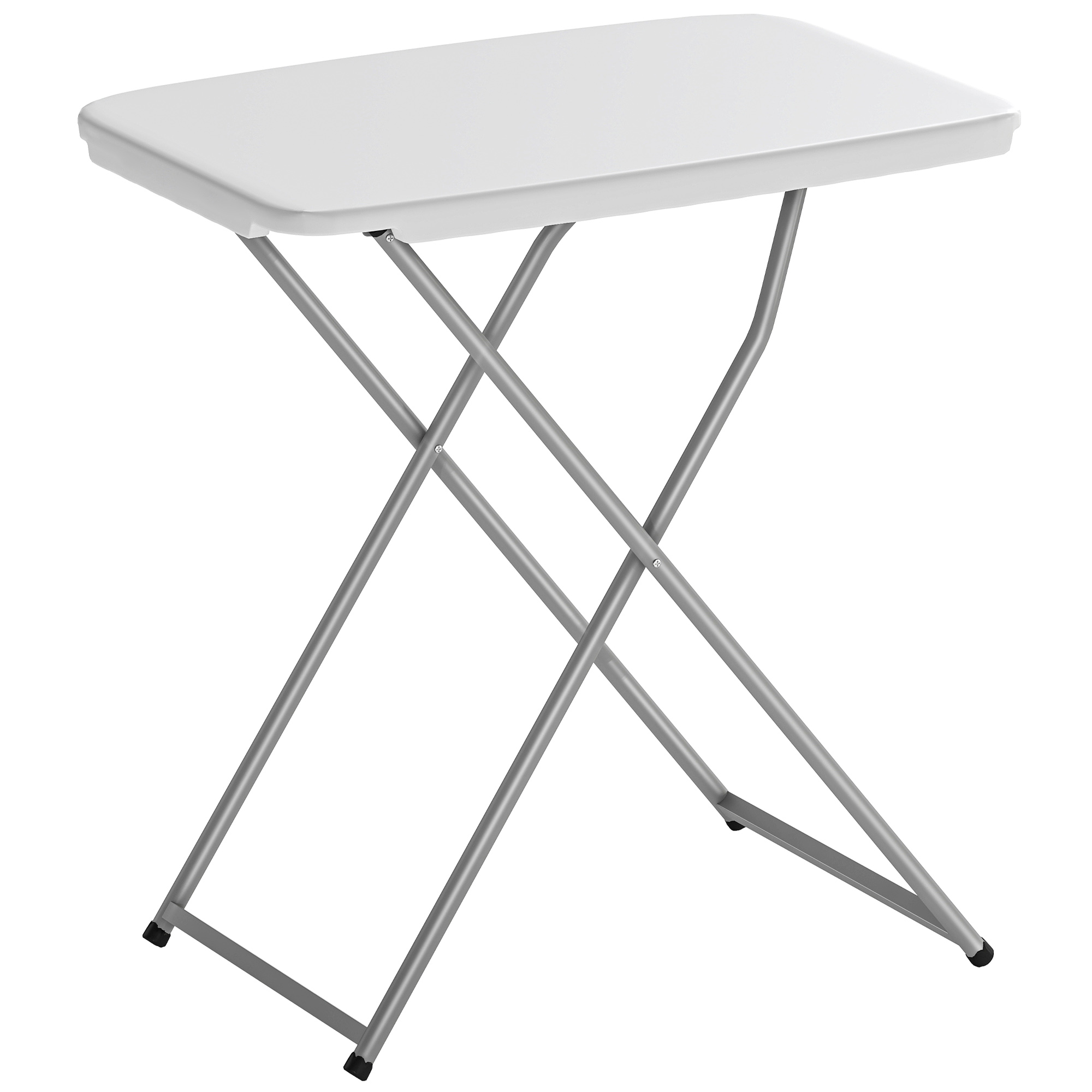 Outsunny Tavolo Pieghevole da Campeggio Portatile con Altezza Regolabile in 5 Livelli, Piano in HDPE e Struttura Metallica, 75x50x73,5 cm, Bianco Aosom Italy