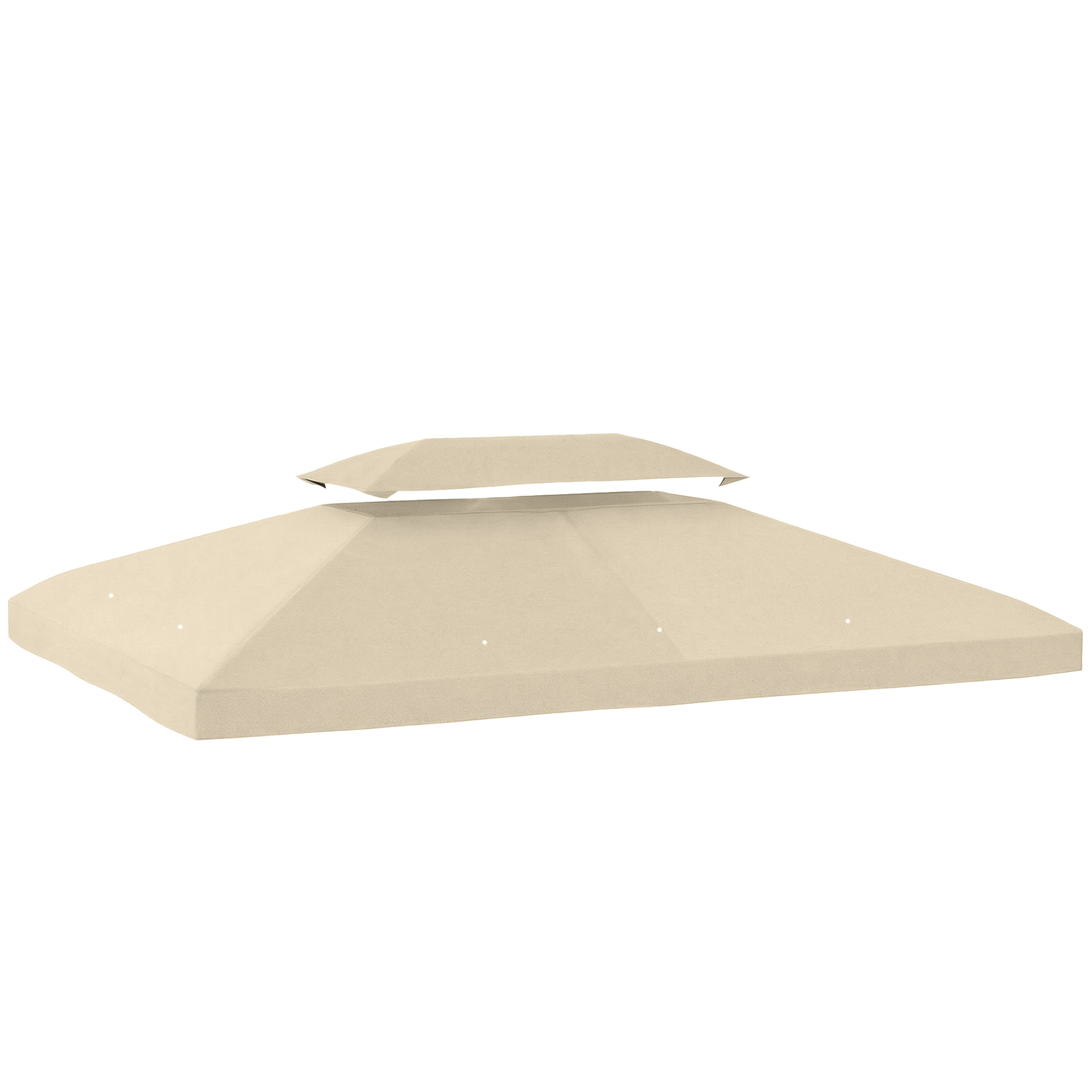 Outsunny Telo di Ricambio 4x3 m con Tetto Doppio, Fori di Drenaggio e Protezione UV, Bianco Crema Aosom Italy