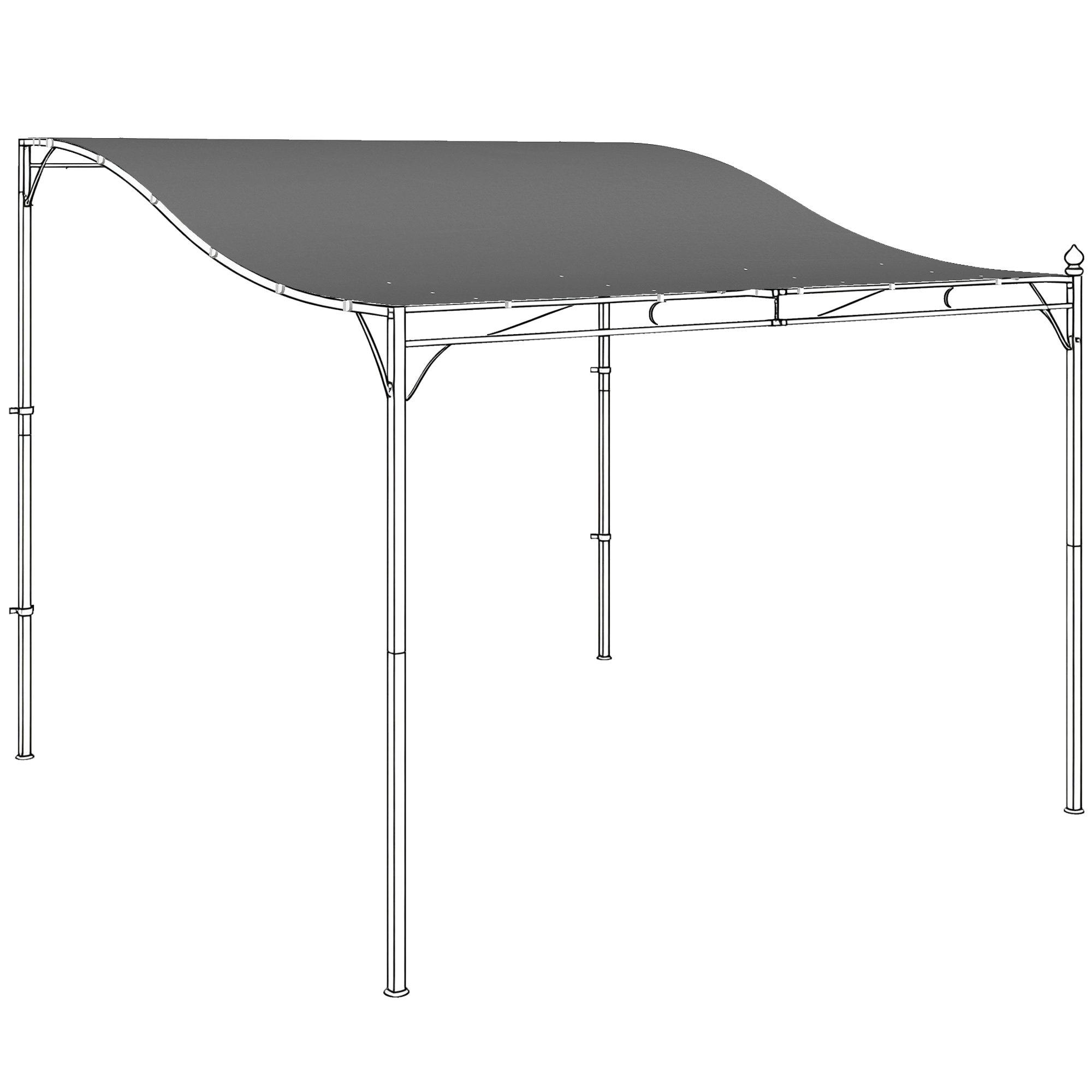 Outsunny Telo di ricambio per pergola, telo parasole per copertura da terrazza, telo di ricambio per gazebo 3 x 3 m 298x293 cm grigio scuro Aosom Italy