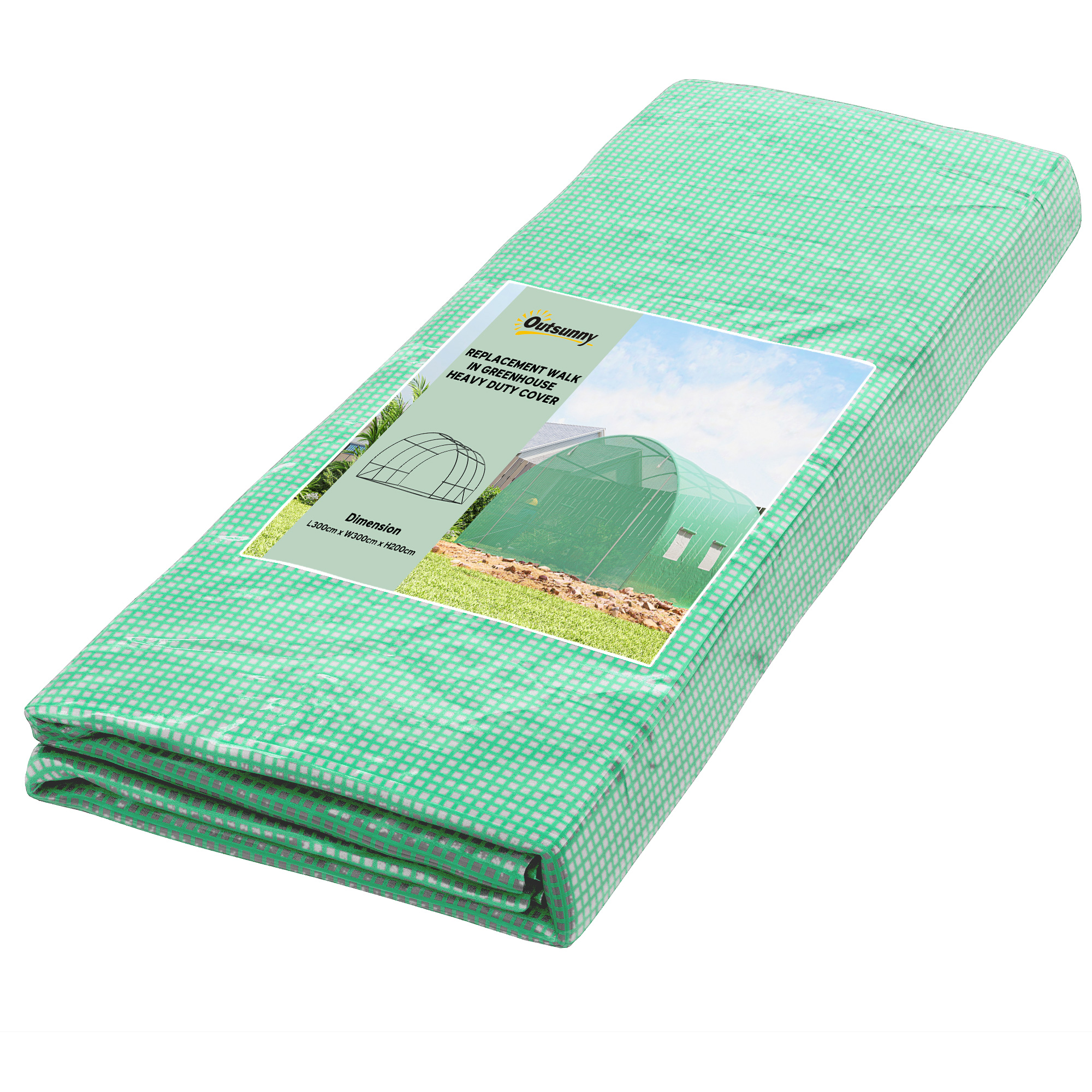 Outsunny Telo Serra in PE con 6 Finestre, Porta Avvolgibile e Bordi Interrati, 3x3x2 m, Verde Aosom Italy