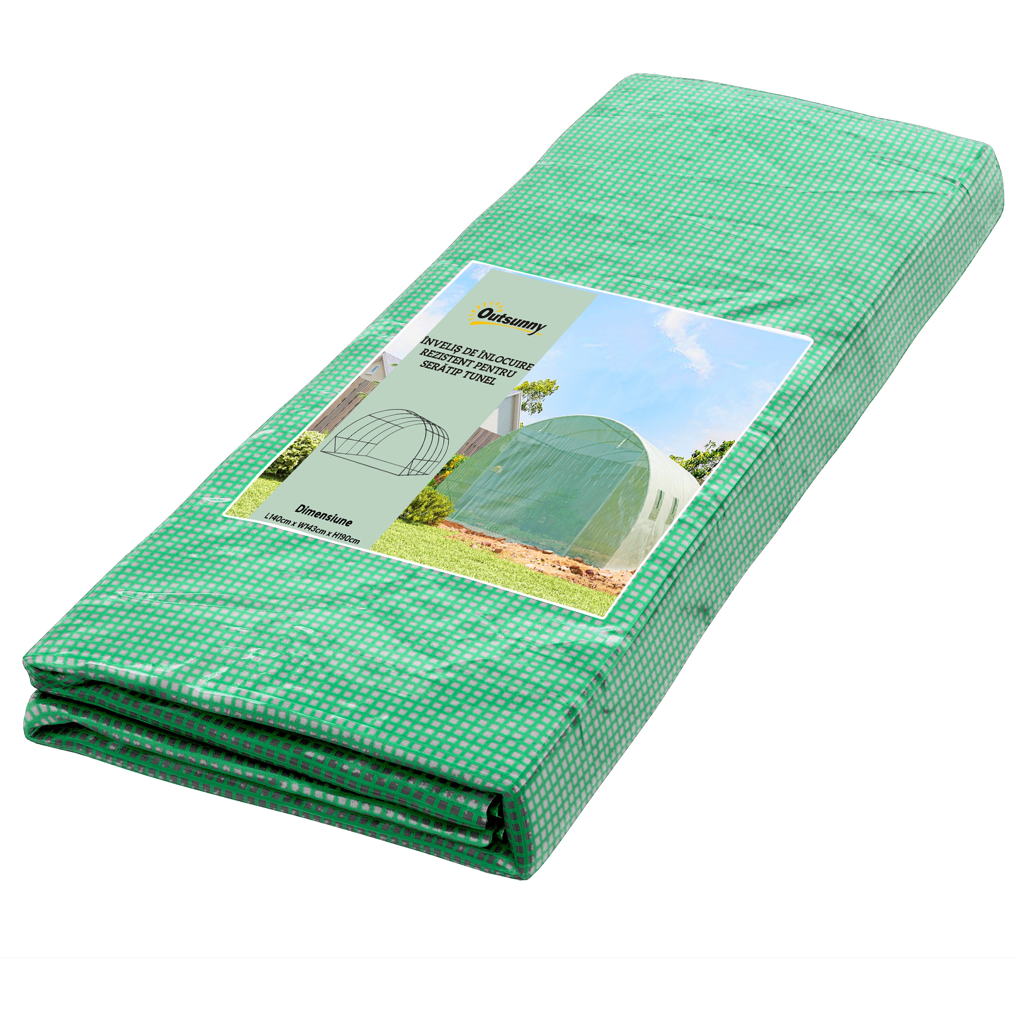 Outsunny Telo Serra in PE con 8 Finestre, Porta Avvolgibile e Bordi Interrati, 4x3x2 m, Verde Aosom Italy