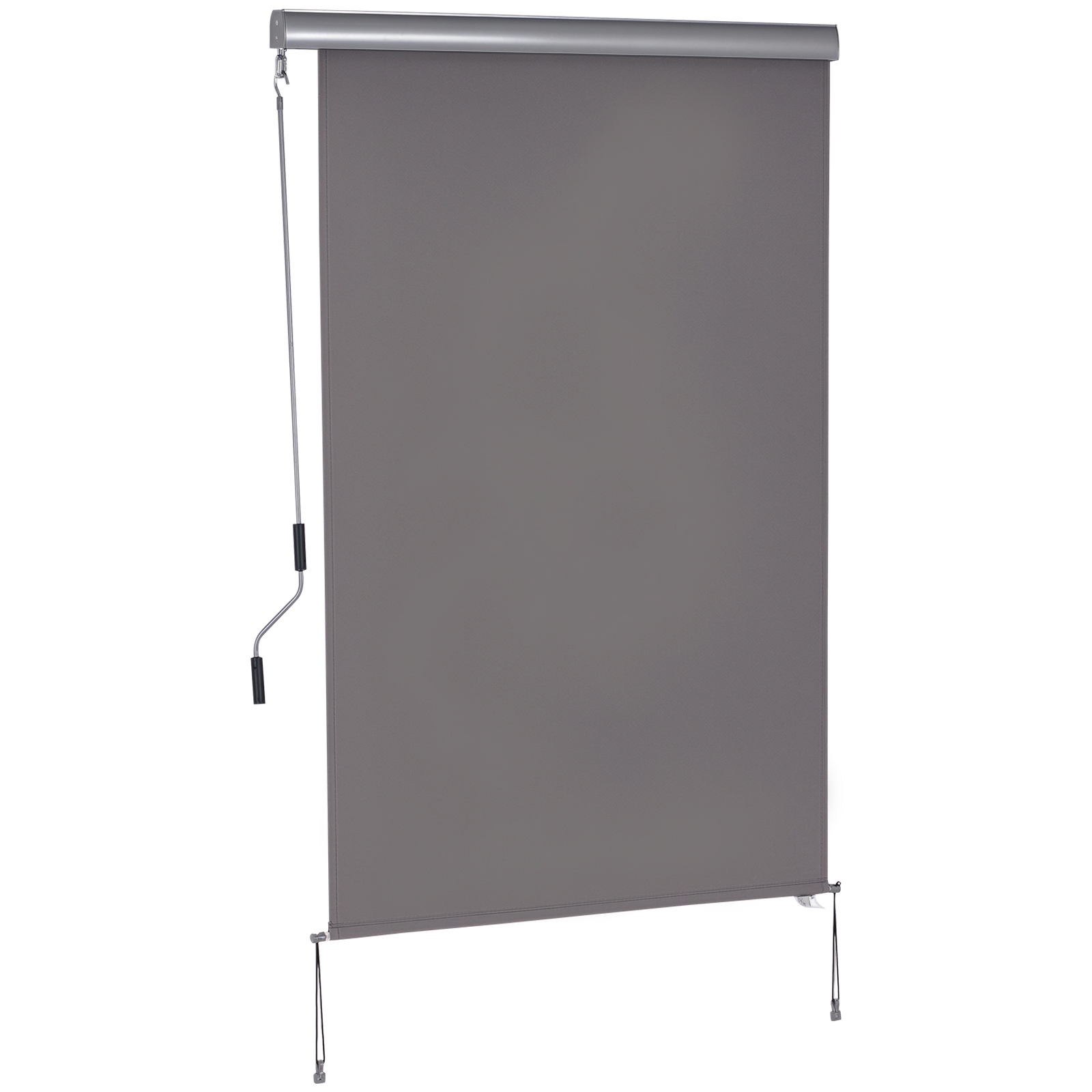 Outsunny Tenda Avvolgibile Parasole con Manovella, Installazione a Muro o Soffitto, 120x200cm, Grigio Aosom