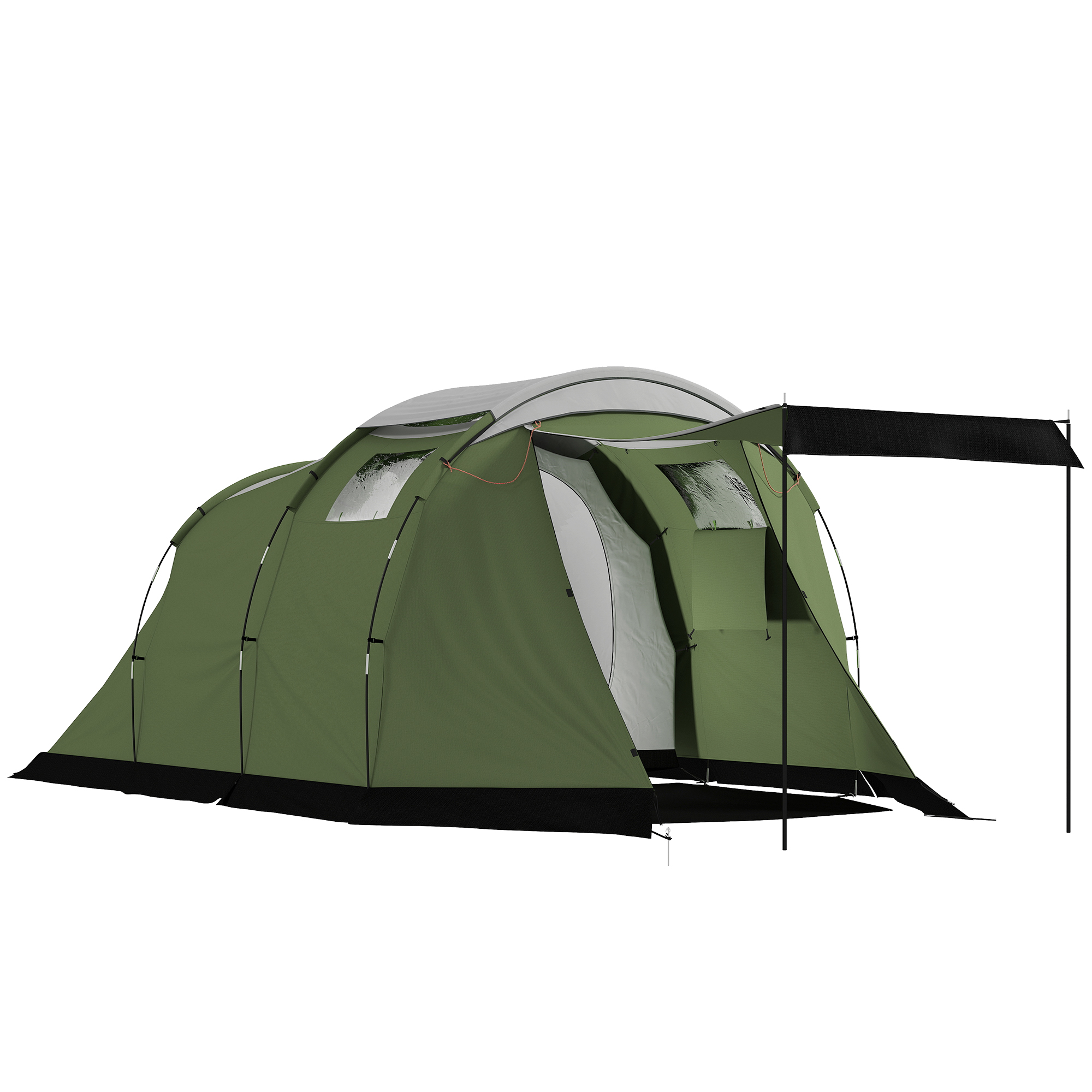 Outsunny Tenda campeggio 3-4 persone impermeabile 3000 mm con anticamera, Verde Aosom Italy