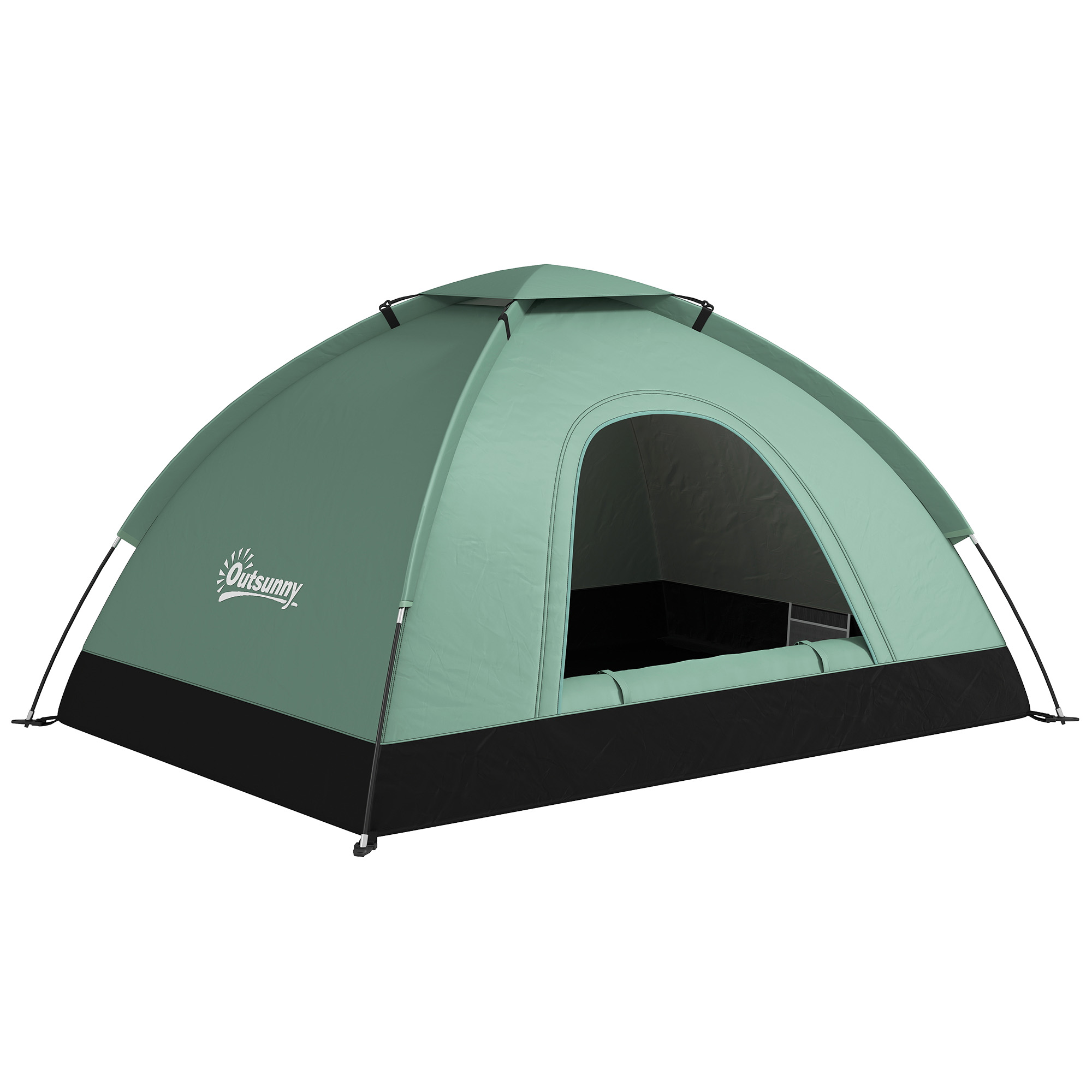 Outsunny Tenda da Campeggio 2 Posti con Porta a Cerniera, Zanzariera e Sacca di Trasporto, 206x185x120cm, Verde Aosom