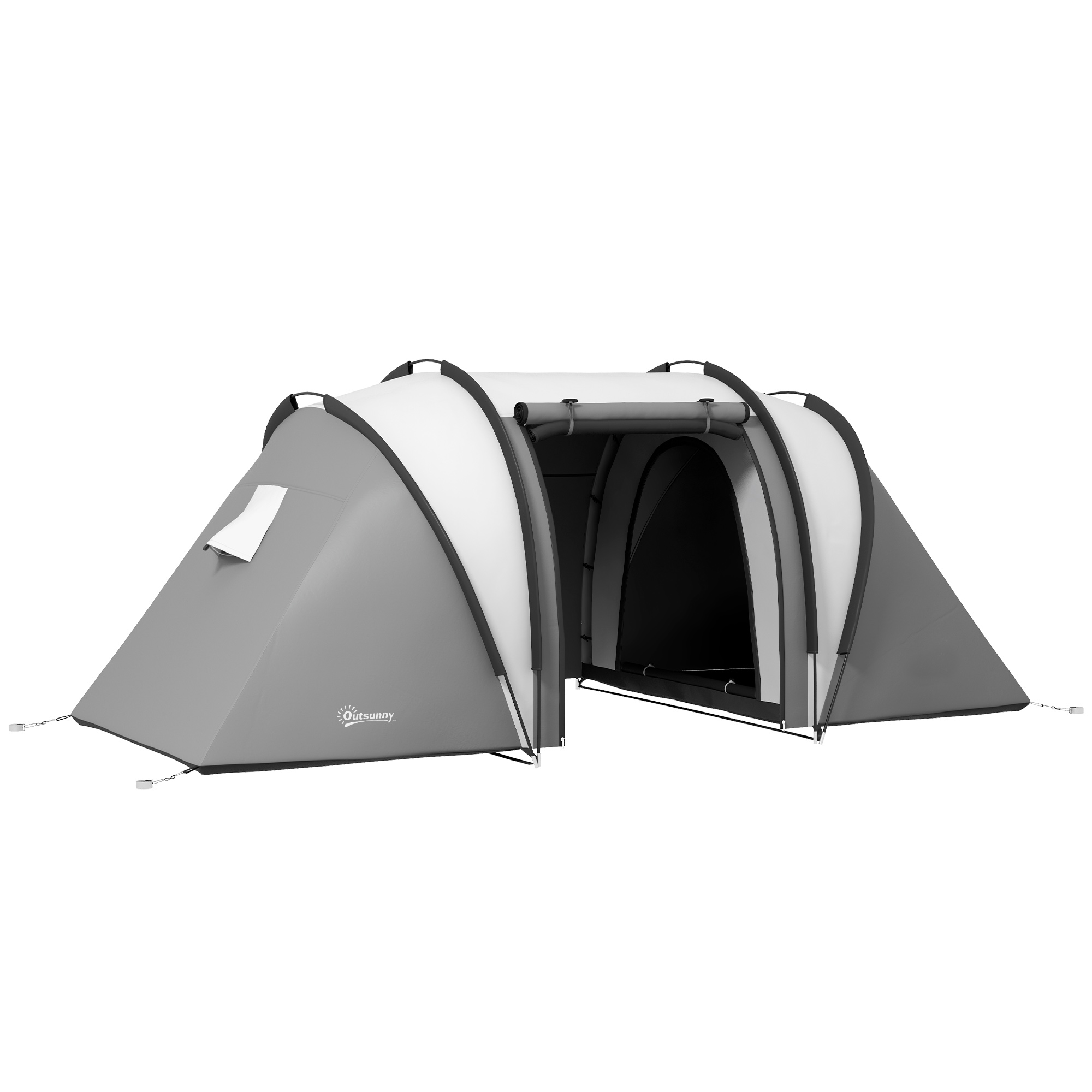 Outsunny Tenda da campeggio familiare 4-5 persone con 2 camere 3 finestra, sacco da trasporto, impermeabile, dim. 450L x 220l x 180Hcm