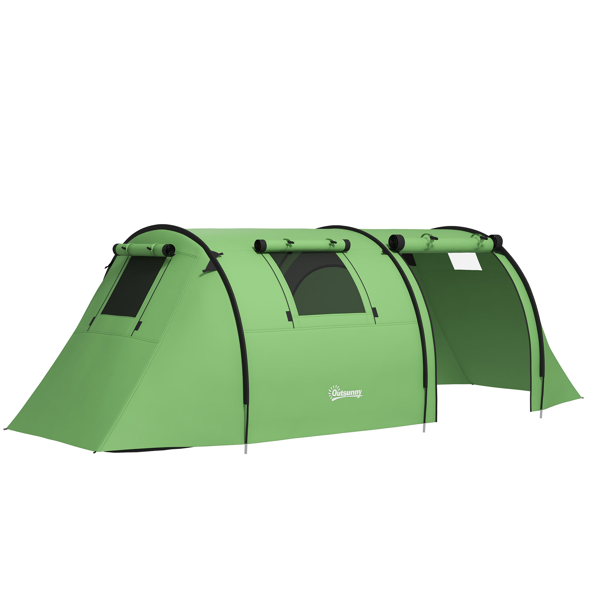 Outsunny Tenda da Campeggio per 3-4 Persone Robusta e Impermeabile, Tenda Familiare con Camera da Letto e Soggiorno, Verde Scuro Aosom Italy
