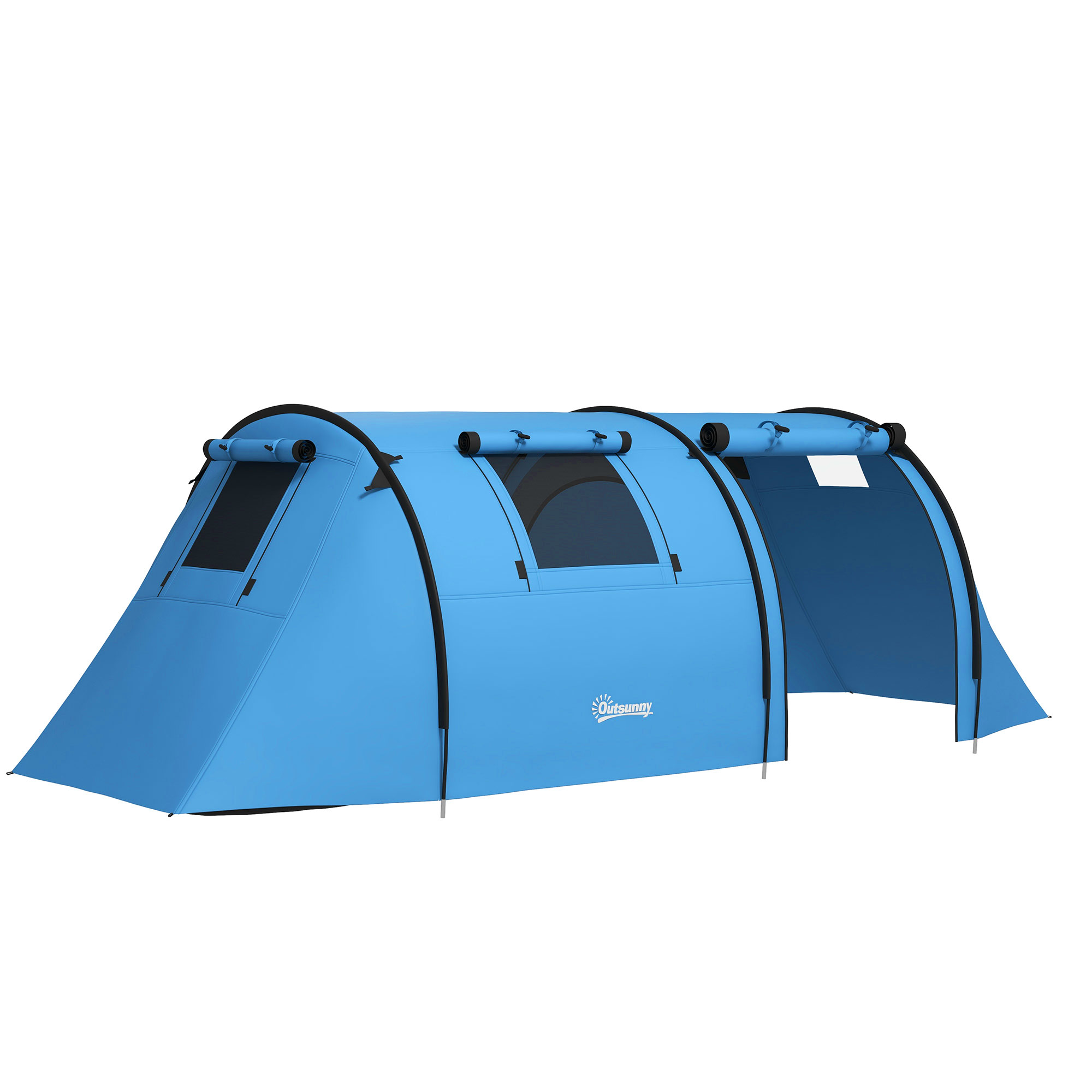 Outsunny Tenda da Campeggio per 3 Persone con Finestre, Gancio e Borsa per il Trasporto, Impermeabile 3000 mm, 470x220x150 cm, Celeste Aosom Italy
