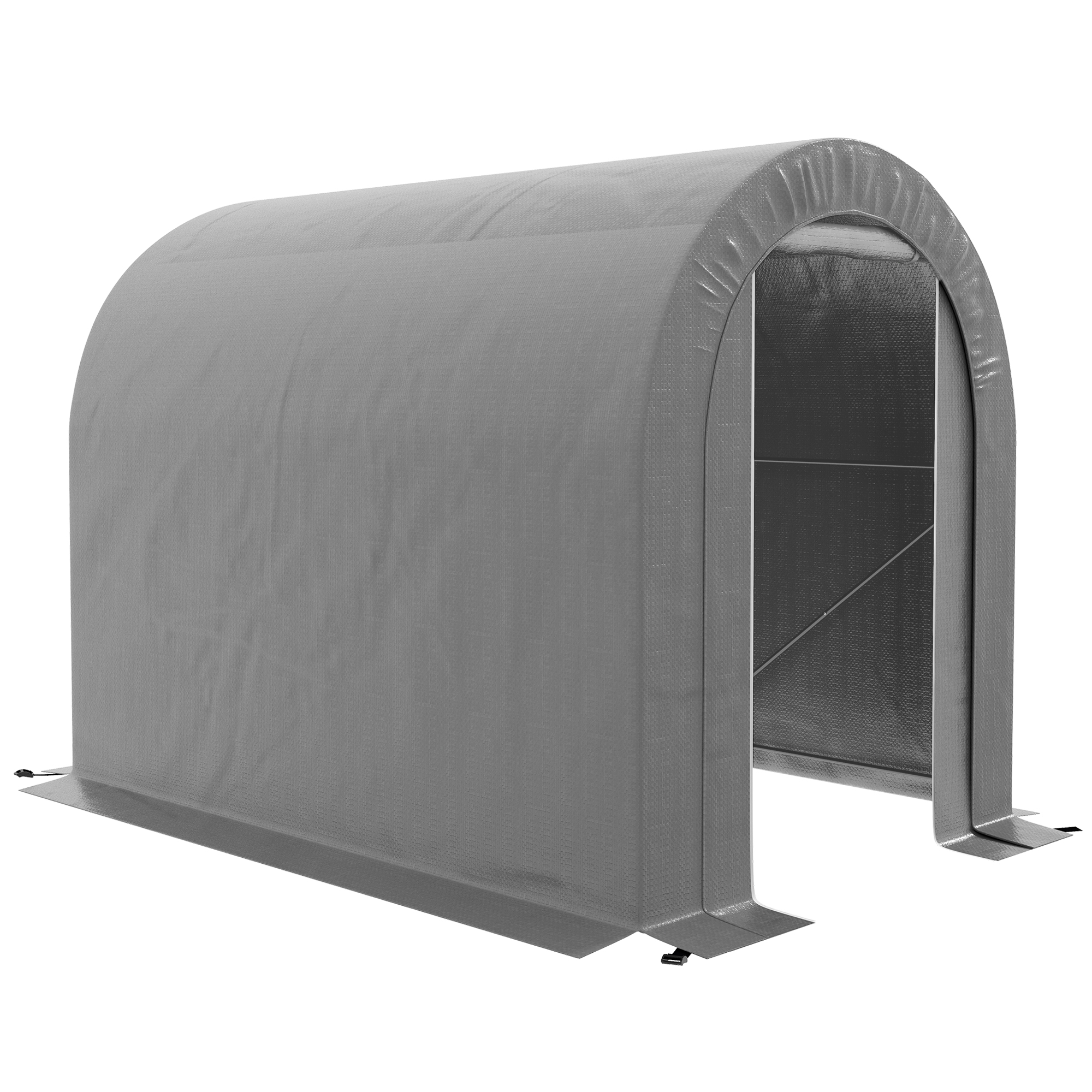 Outsunny Tenda da Giardino per bici tetto in PE, Capanno stoccaggio esterno garage in metallo zincato, 239 x 159 x 190 cm grigio Aosom Italy