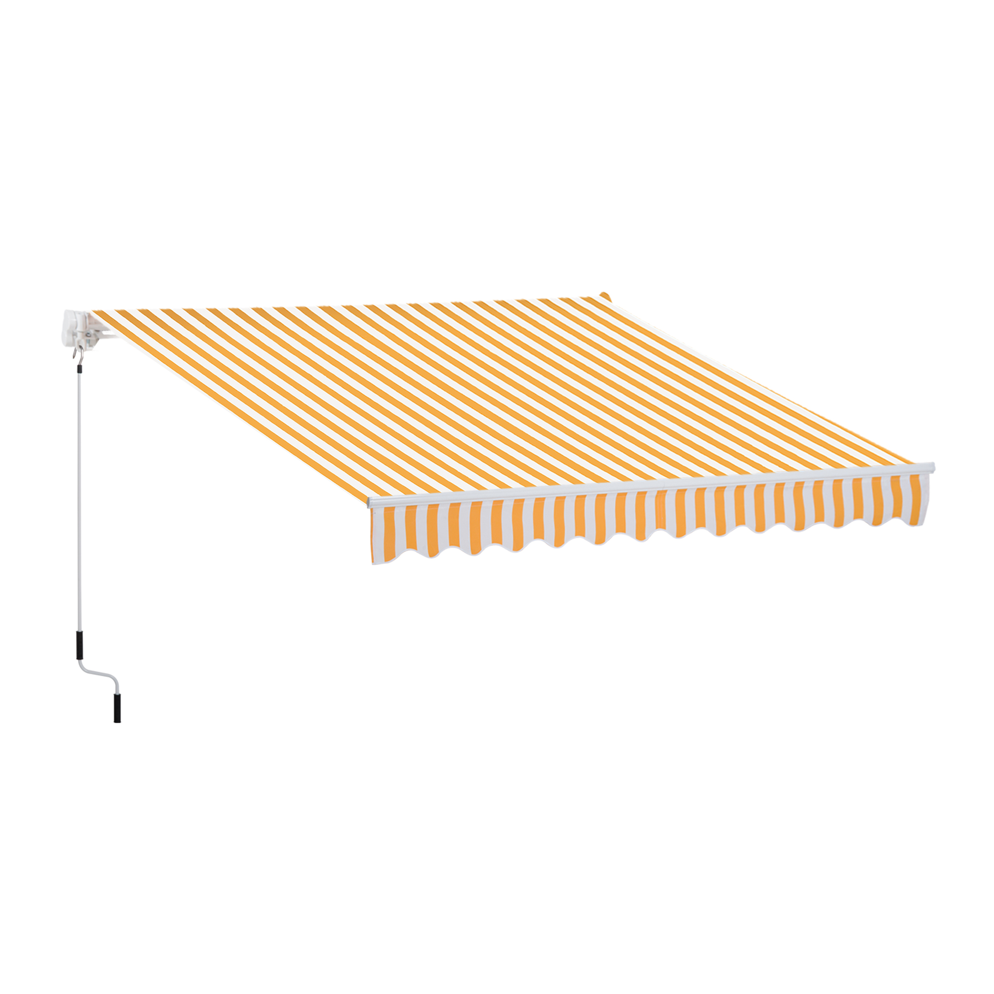 Outsunny Tenda da Sole a Bracci Esterno Balcone a Parete Avvolgibile Impermeabile, Arancione e Bianco, 3×2.5m arancione e bianco 300 × 250cm