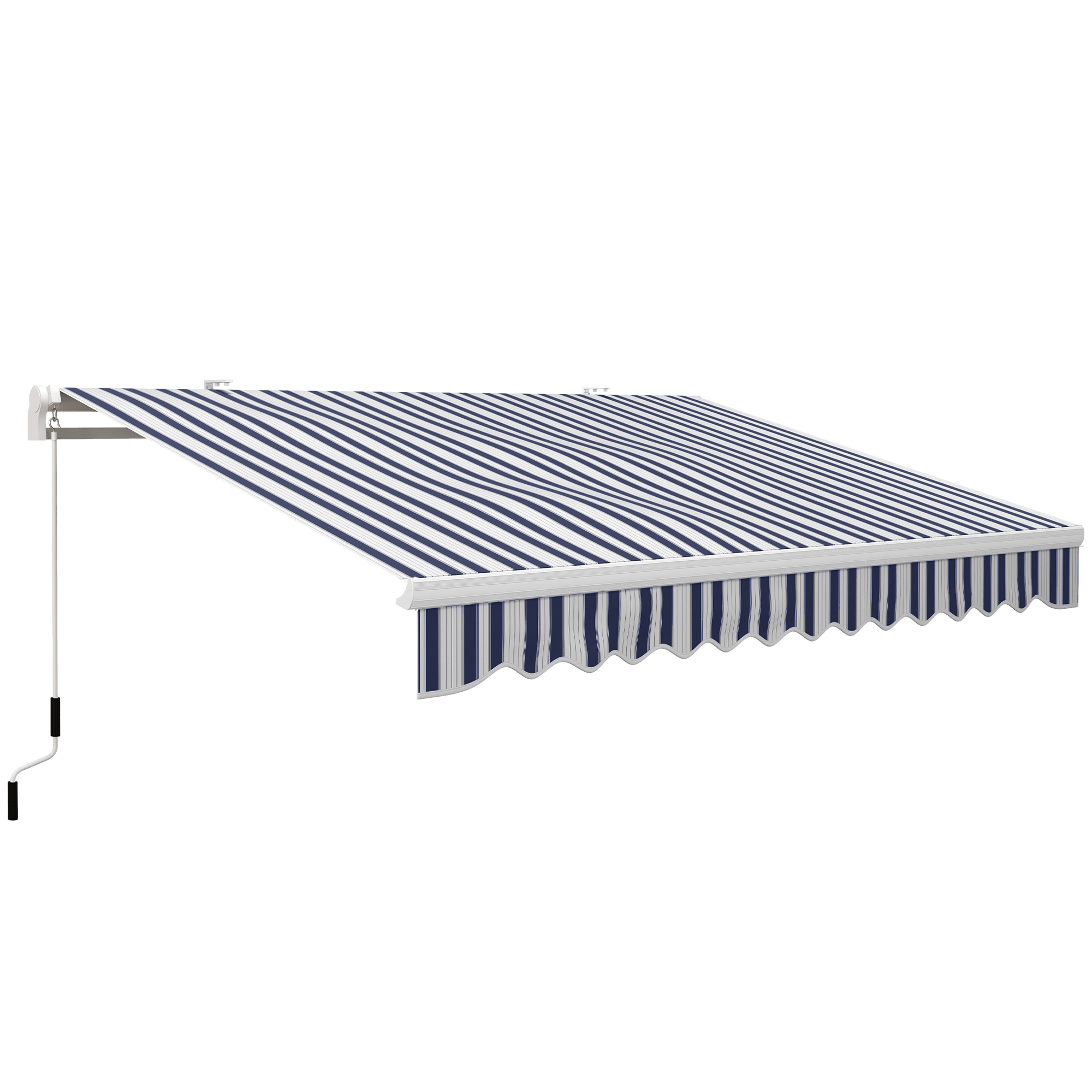 Outsunny Tenda da sole a bracci retraibili con Manovella, Tenda Parasole a Manovella in Metallo e Alluminio, 395x245 cm, Blu e Bianca Aosom Italy