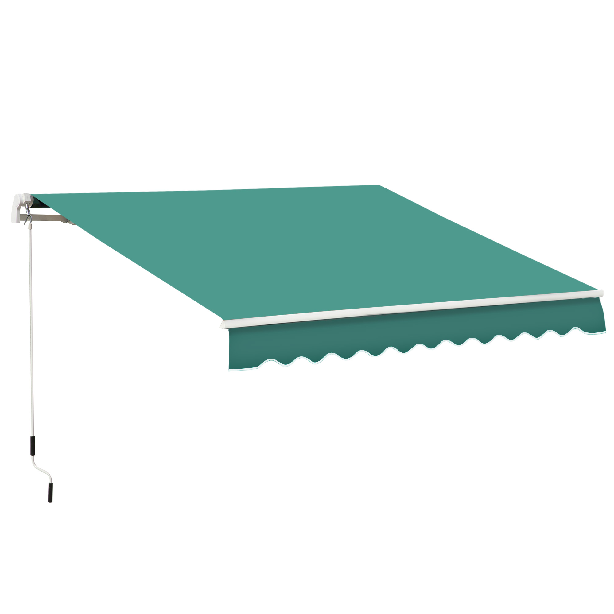 Outsunny Tenda da Sole Avvolgibile a Caduta Manuale per Porte e Finestre, in Alluminio e Poliestere Anti-UV, 295x245cm, Verde Scuro Aosom Italy
