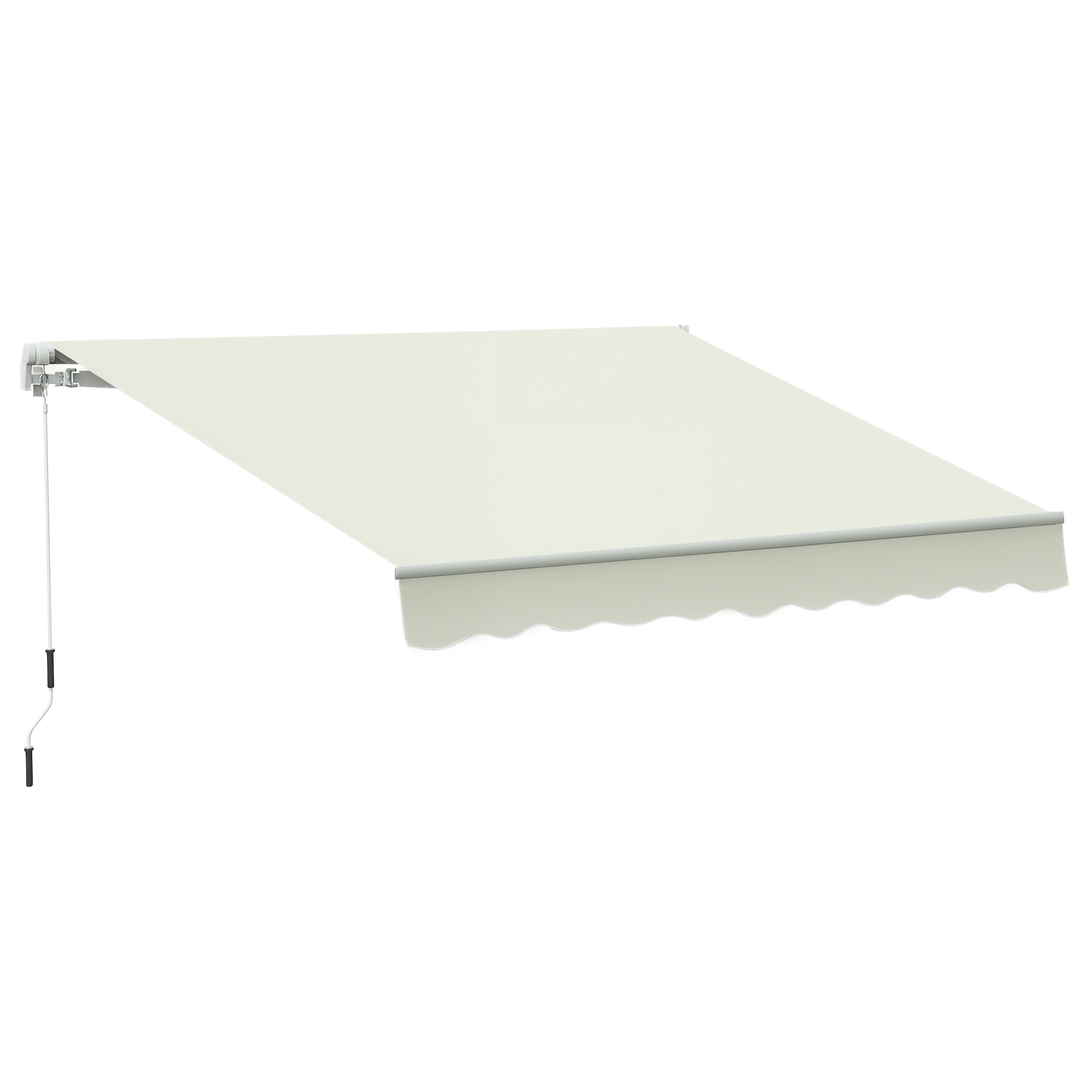 Outsunny Tenda da Sole Avvolgibile a Caduta Manuale per Porte e Finestre, in Alluminio e Poliestere Anti-UV, 295x245cm, Bianco Aosom Italy