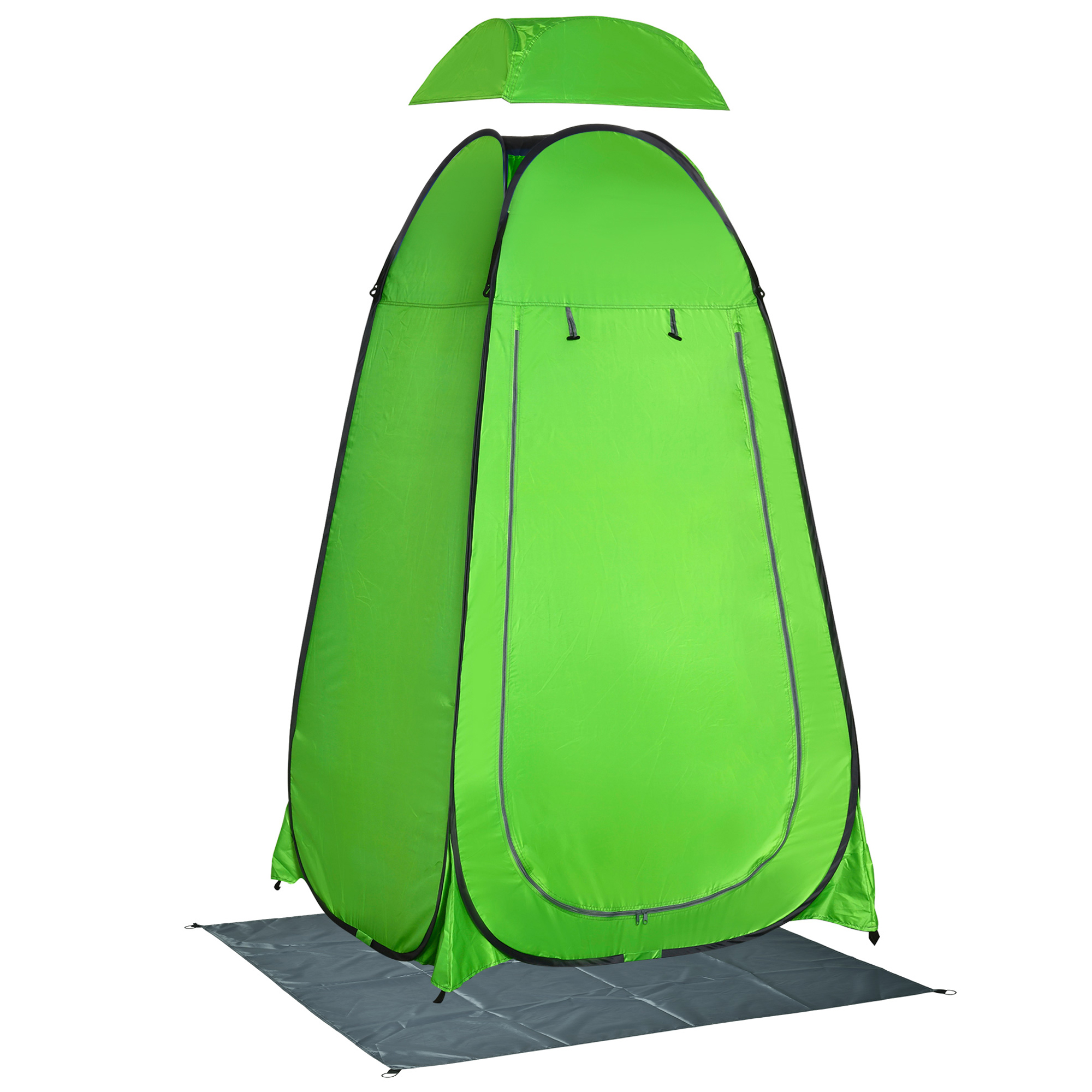Outsunny Tenda Doccia da Campeggio per Esterni con Porta a Cerniera, Borsa, Portaoggetti e Gancio, 126x124x189cm, Verde Aosom