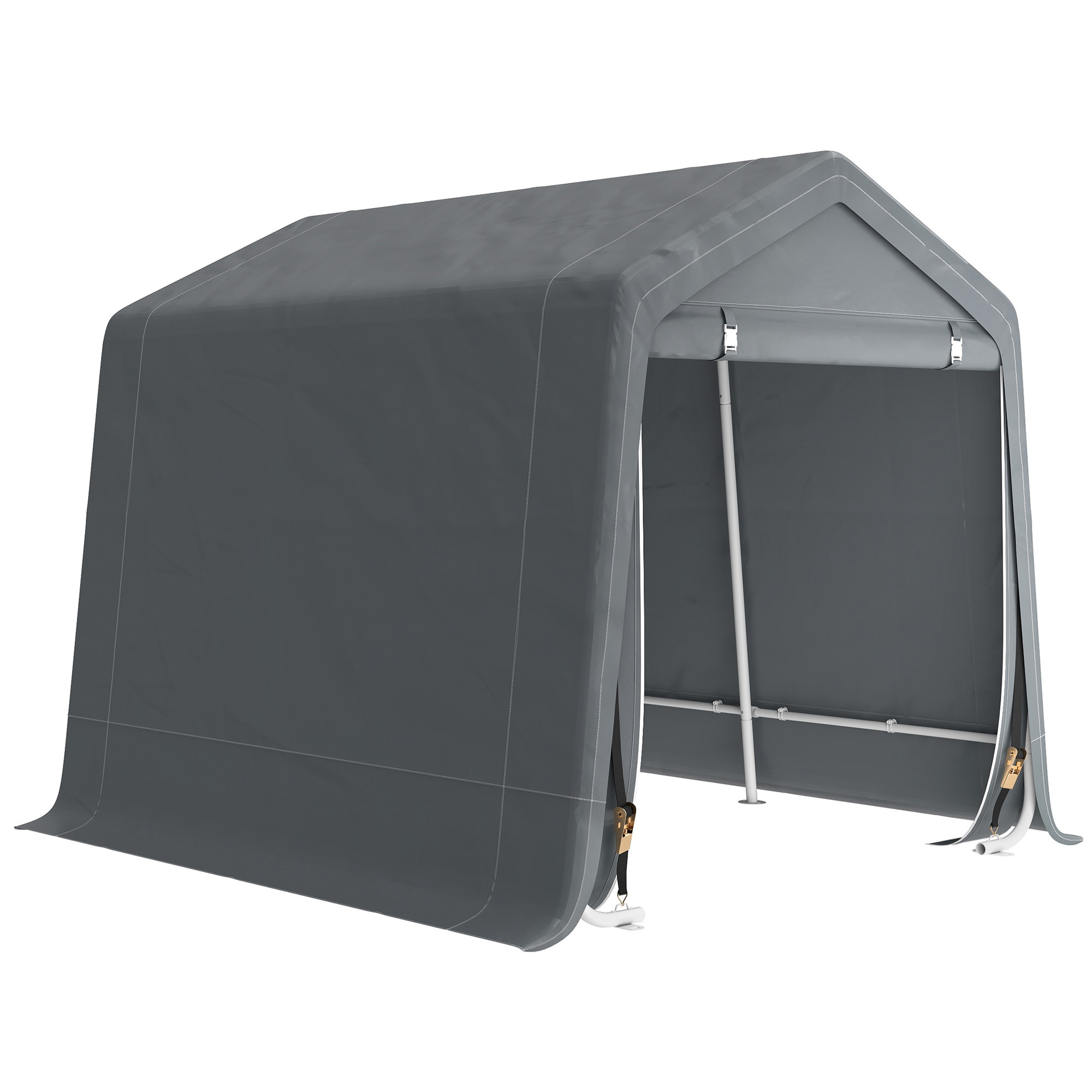 Outsunny Tenda Garage 2.4x2m per Veicoli e Biciclette in Metallo e Tessuto PE, Grigio Scuro Outsunny Tenda Garage 2.4x2m per Veicoli e Biciclette in Metallo e Tessuto PE, Grigio Scuro