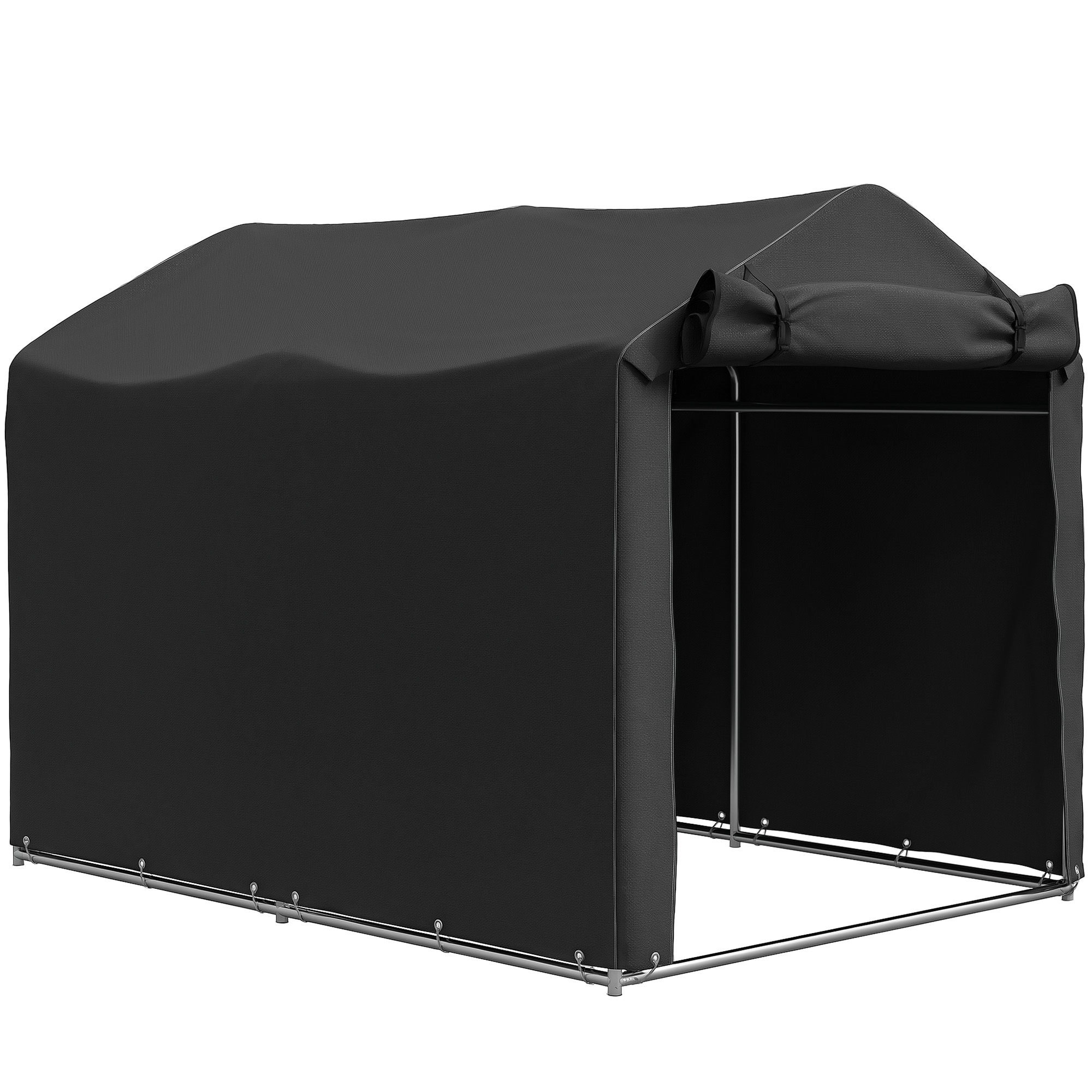 Outsunny Tenda Garage per Auto, resistente all'acqua e ai raggi UV, con porta, 220 x 157 x 165 cm, Nero Aosom Italy