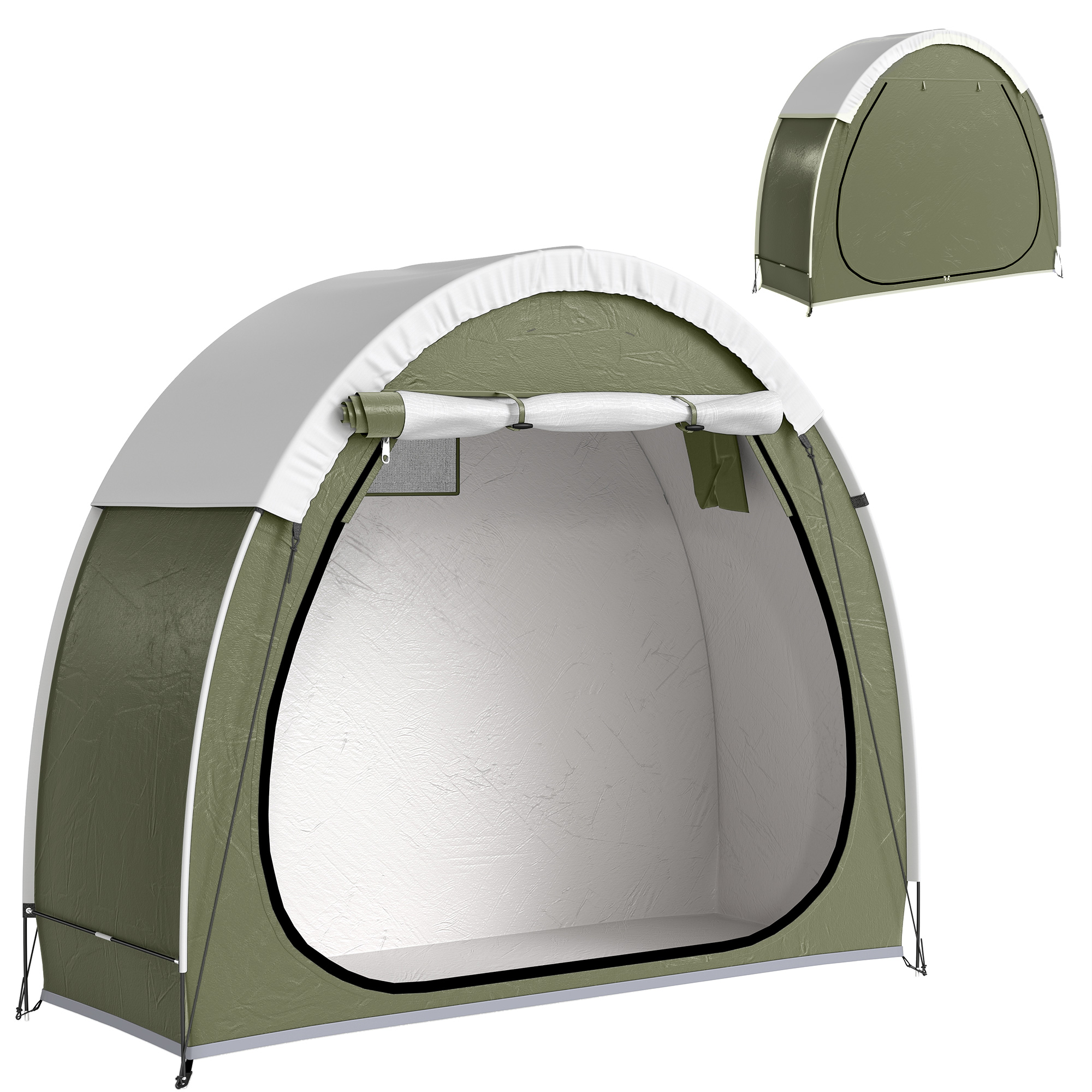 Outsunny Tenda per 2 biciclette Tettoia per bici con ventilazione UPF50+ Impermeabile 210D Oxford 200 x 80 x 170 cm Aosom Italy