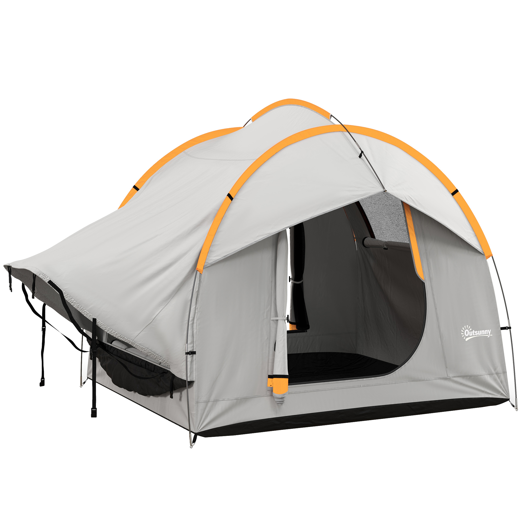 Outsunny Tenda per Auto Impermeabile a 3 Porte in Poliestere, PE e Fibra di Vetro, 239x210x210 cm, Grigio e Arancione Aosom Outsunny Tenda per Auto Impermeabile a 3 Porte in Poliestere, PE e Fibra di Vetro, 239x210x210 cm, Grigio e Arancione Aosom