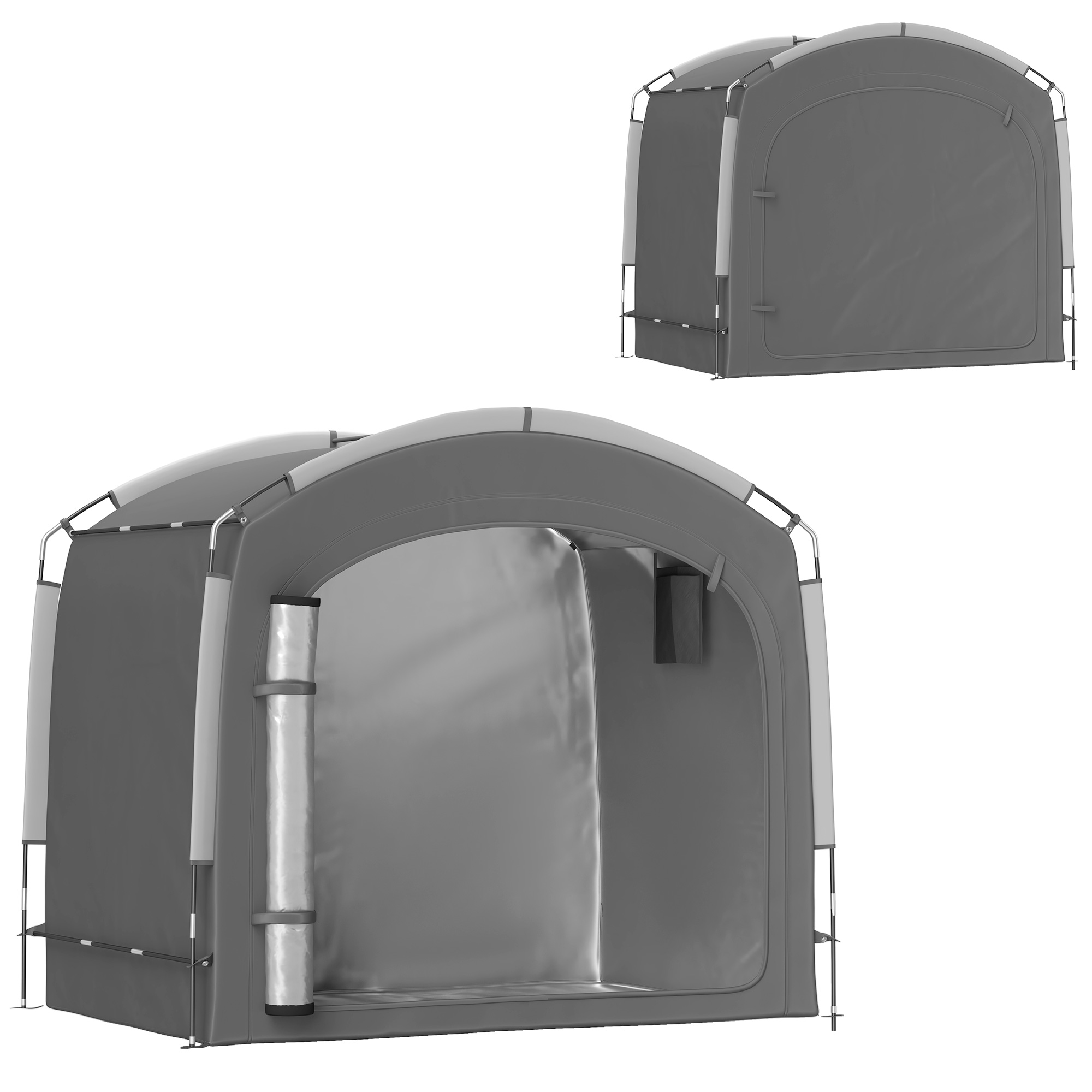 Outsunny Tenda per biciclette rifugio per biciclette portatile per 3-4 biciclette con 2 tasche laterali 205 x 140 x 188 cm grigio scuro Outsunny Tenda per biciclette rifugio per biciclette portatile per 3-4 biciclette con 2 tasche laterali 205 x 140 x 188 cm grigio scuro