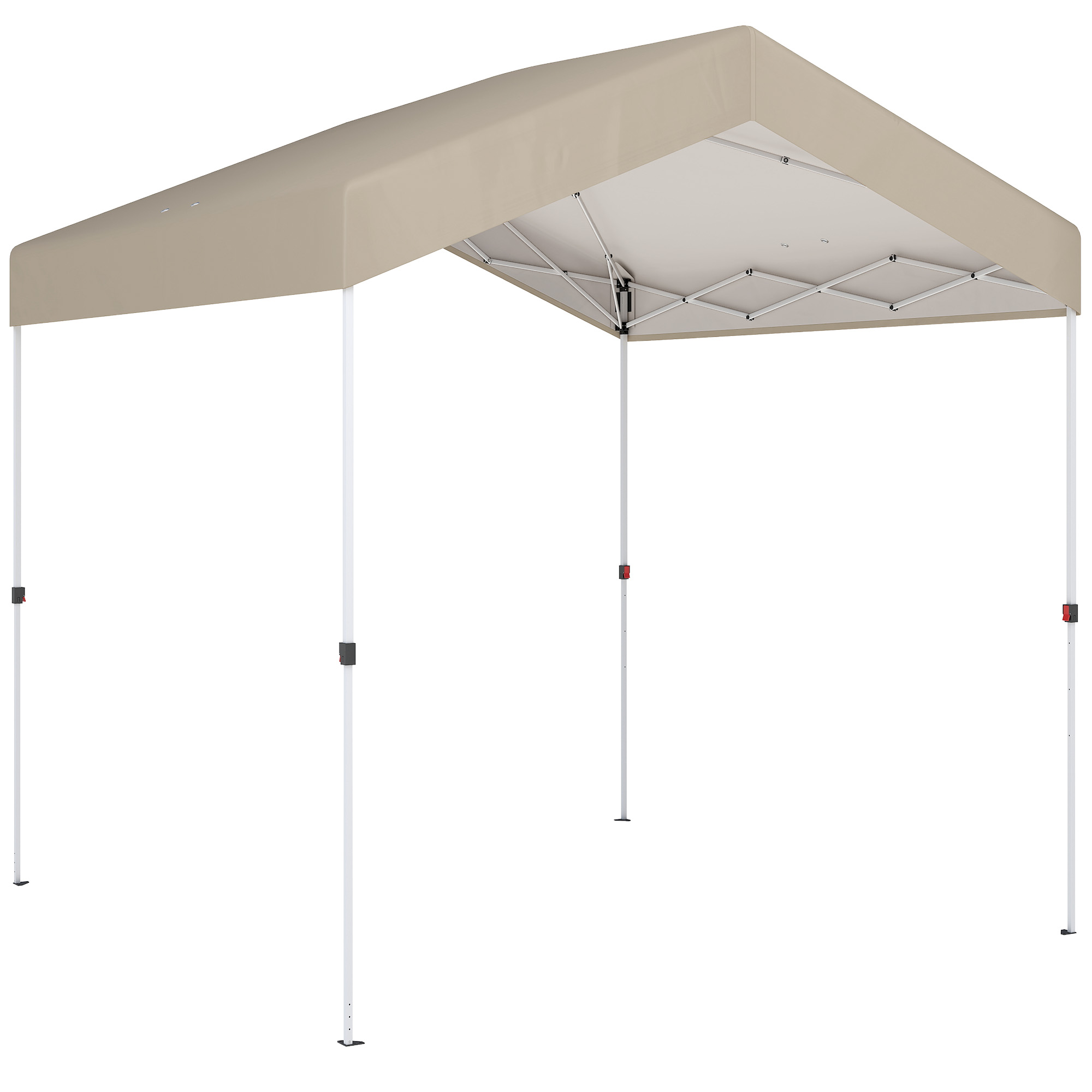 Outsunny Tenda Pieghevole 2,4x2,4 m Pop-up UPF50+ Blocco Centrale Altezza Regolabile Borsa da Trasporto Sacchi di Sabbia Beige Aosom Italy