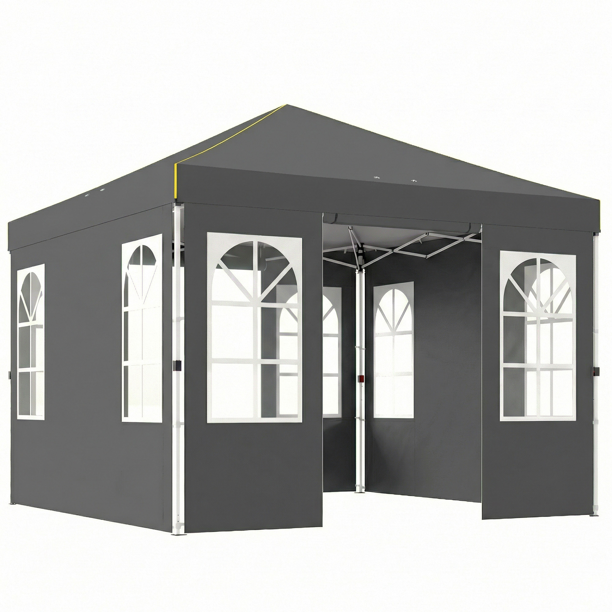 Outsunny Tenda Pieghevole 3x3 m Pop-up con UPF50+ 4 Pannelli Rimovibili Altezza Regolabile e Borsa da Trasporto Grigio Scuro Aosom Italy