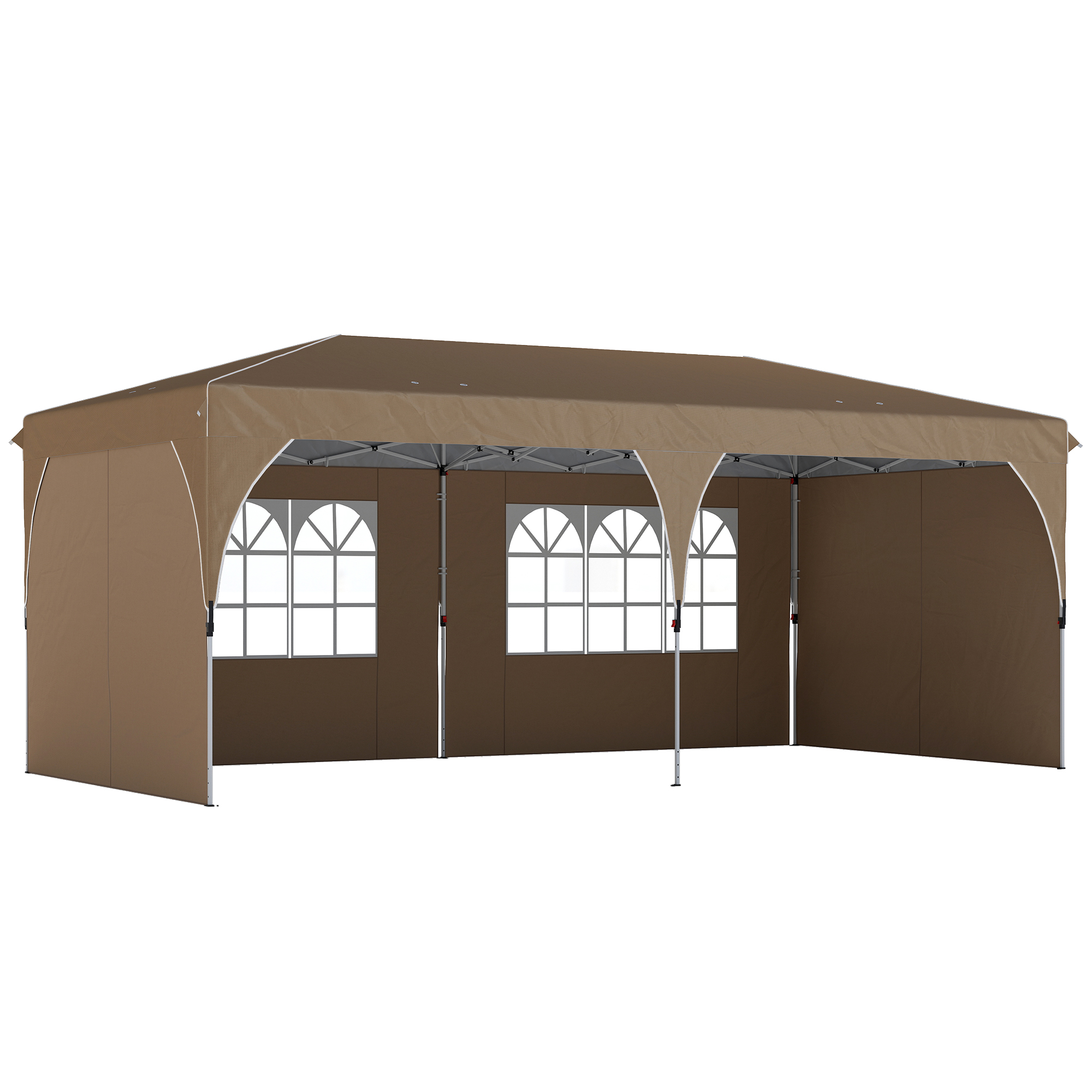Outsunny Tenda Pieghevole 6x3 m con Strisce Riflettenti UPF 50+ Montaggio Facile Sistema Centrale di Blocco Impermeabile Beige Aosom Italy