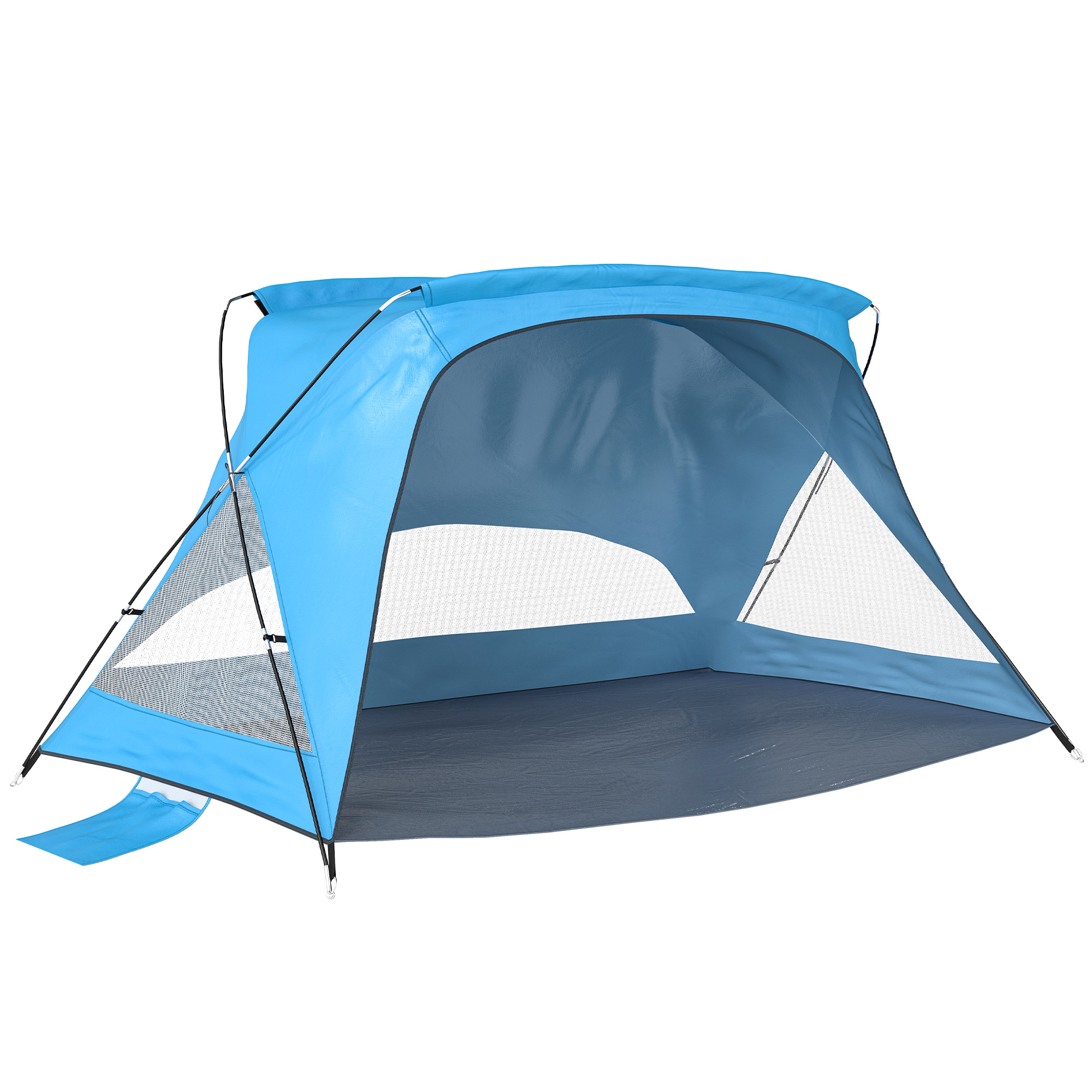 Outsunny Tenda spiaggia UV30+ 2-3 persone con sacchi sabbia, Azzurro Aosom Italy