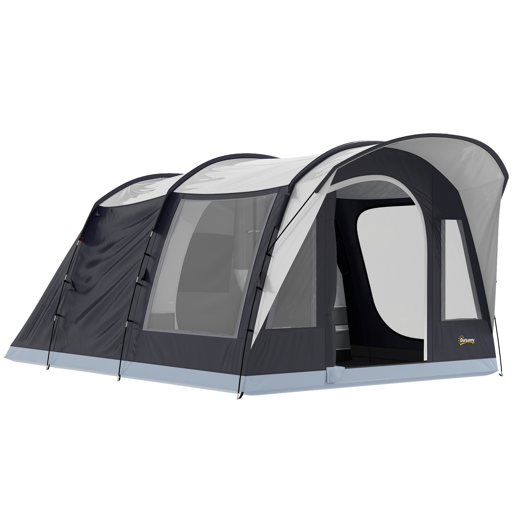 Outsunny Tenda Tunnel 2-4 Persone, Camera da Letto, Zona Giorno, Impermeabile, Blu Navy Aosom Italy
