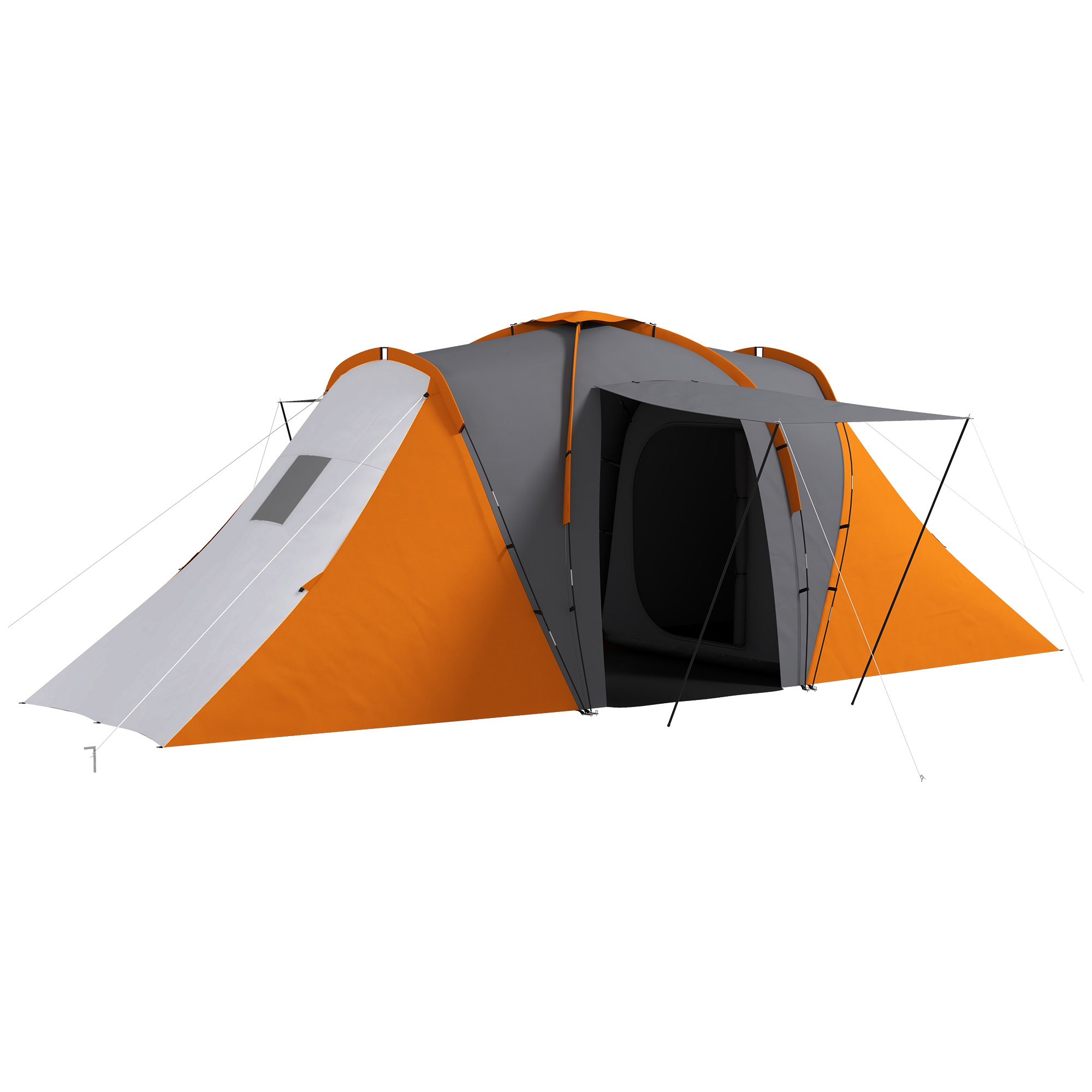 Outsunny Tenda tunnel 4-6 persone impermeabile 2000 mm con 2 camere, Grigio e Arancione Aosom Italy