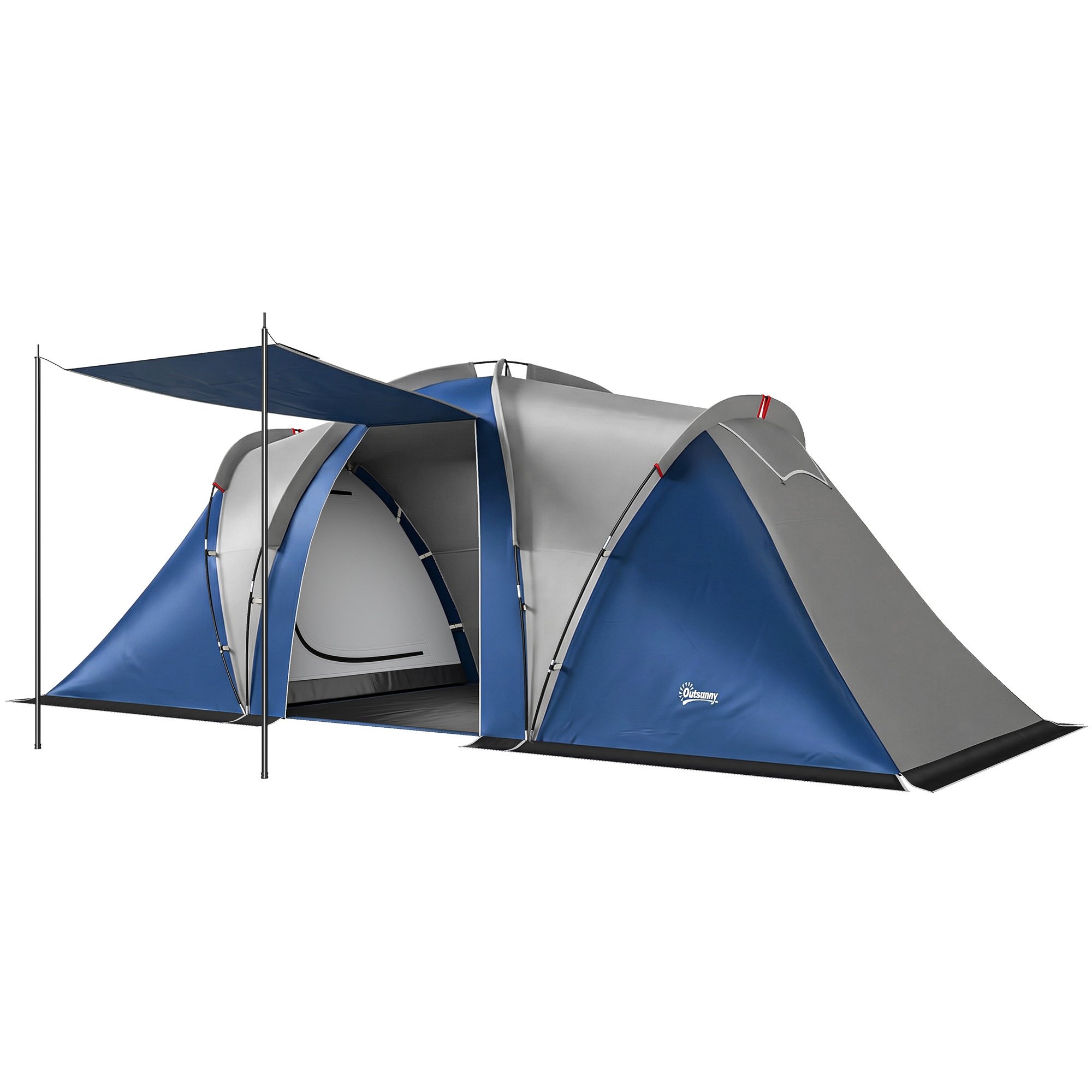 Outsunny Tenda tunnel doppio strato 4-5 persone con 2 camere, Blu Aosom Italy Outsunny Tenda tunnel doppio strato 4-5 persone con 2 camere, Blu Aosom Italy