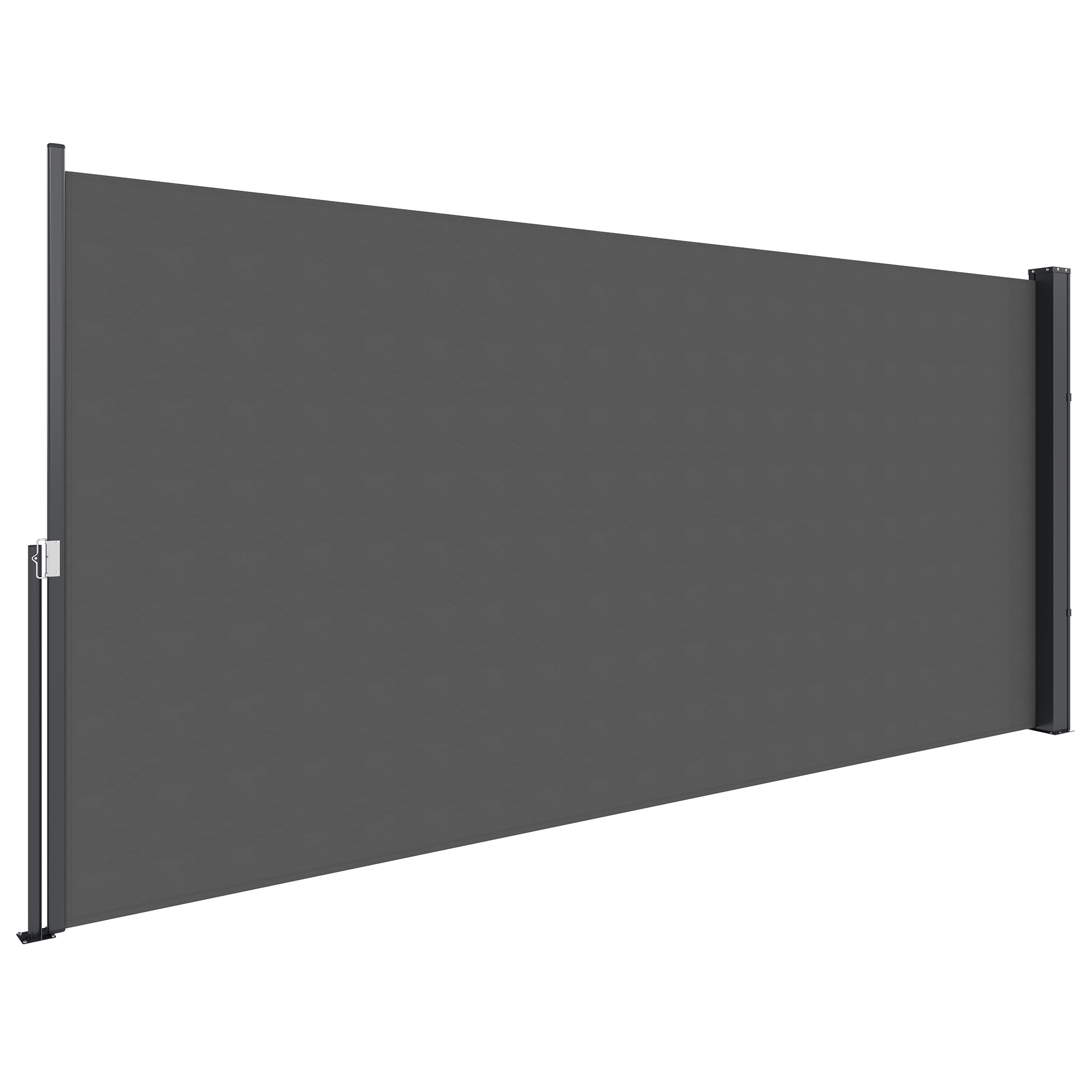 Outsunny Tendalino laterale brise-vue paravento retrattile 3 x 1,4 m alluminio Poliestere Anti-UV Alta densità 180 g/m² Gris foncé
