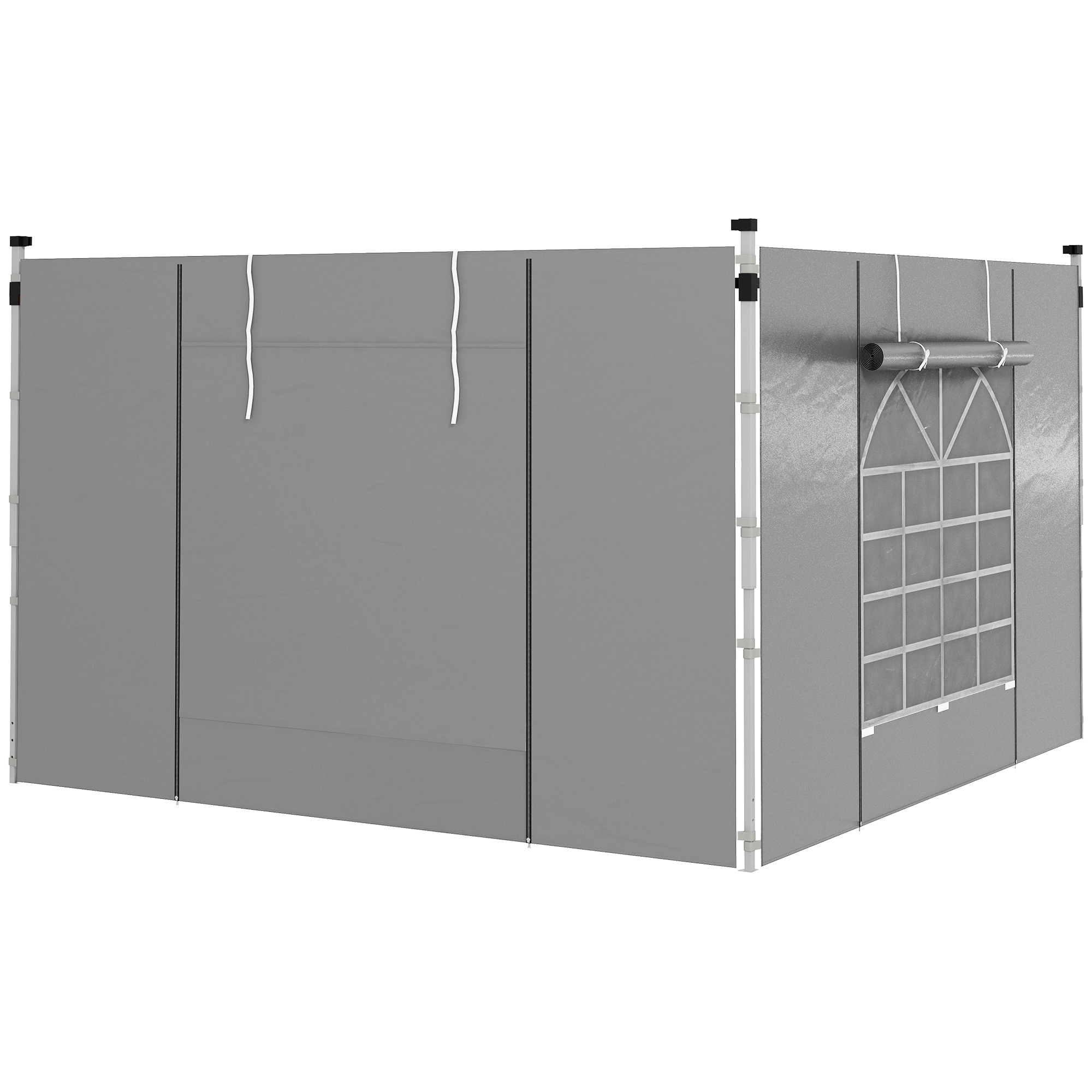 Outsunny Tende per gazebo, set da 2, per gazebo da giardino 3x6m o 3x3m, con finestre e porte, Grigio chiaro Aosom Italy