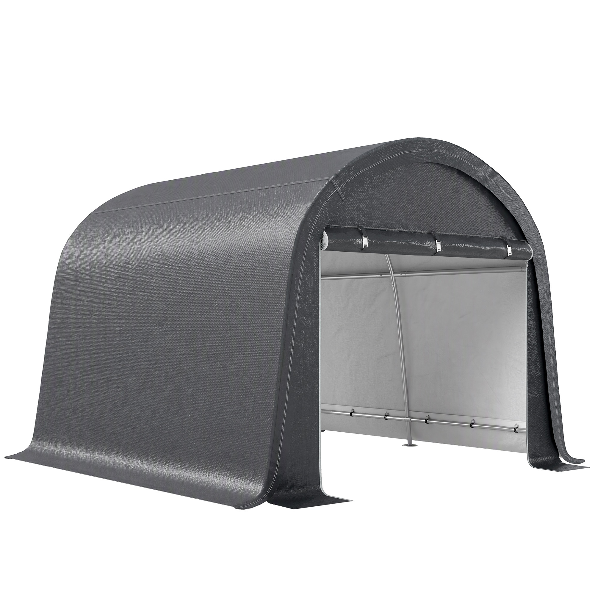 Outsunny Tendone da Giardino per Moto, Bici e Attrezzi con 2 Ingressi a Zip, in Acciaio e PE, 300x300x235 cm, Grigio Aosom Italy Outsunny Tendone da Giardino per Moto, Bici e Attrezzi con 2 Ingressi a Zip, in Acciaio e PE, 300x300x235 cm, Grigio Aosom Italy
