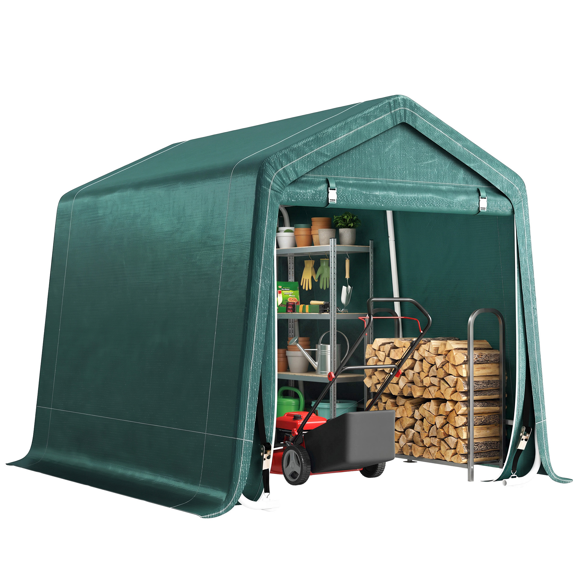 Outsunny Tendone Garage all'Aperto 2.4x2m per Auto, Moto e Biciclette, Casetta da Giardino per Attrezzi in Metallo e Tessuto PE, Verde Aosom Outsunny Tendone Garage all'Aperto 2.4x2m per Auto, Moto e Biciclette, Casetta da Giardino per Attrezzi in Metallo e Tessuto PE, Verde Aosom