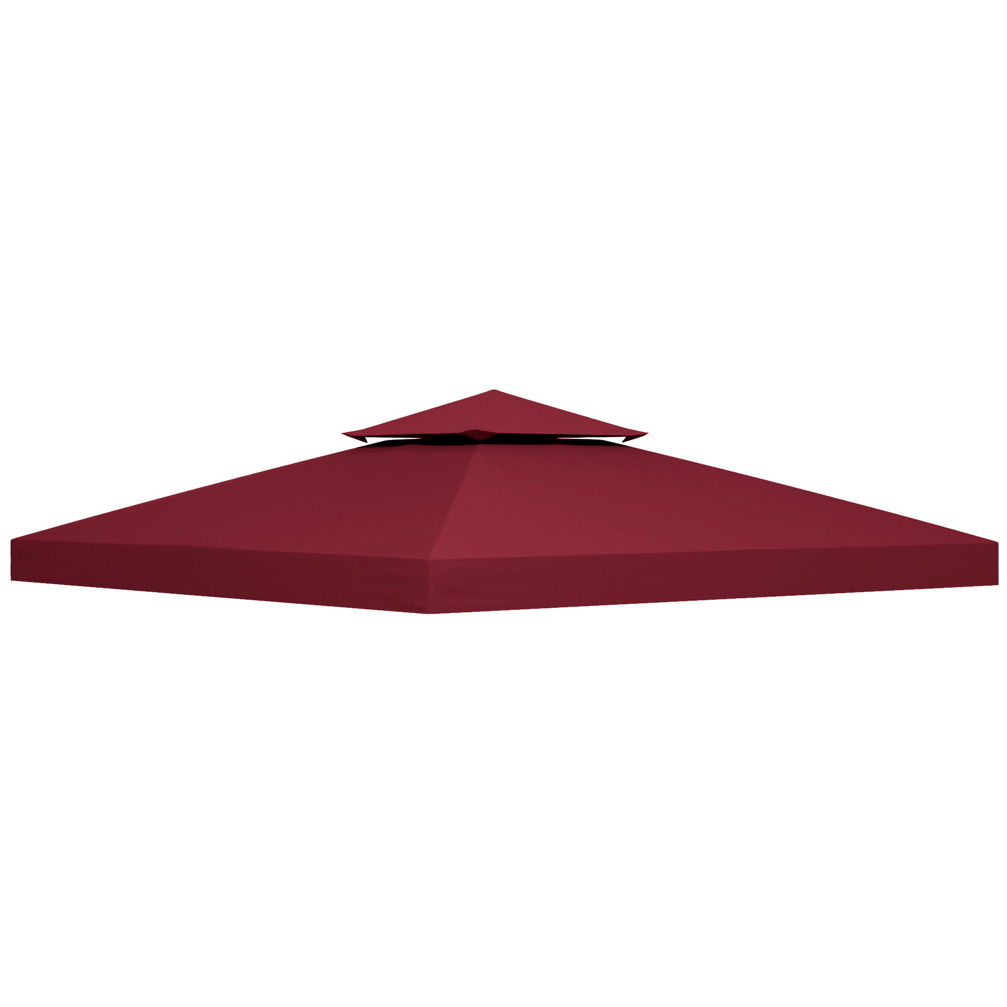 Outsunny Tetto di Ricambio per Gazebo 3x3 m a 2 Livelli e Anti UV in Poliestere con Presa d'Aria, Rosso Aosom Italy