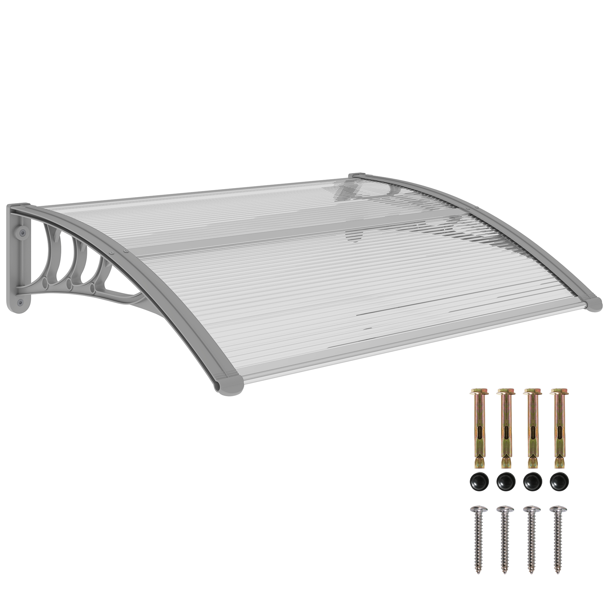 Outsunny Tettoia in Policarbonato Anti-UV da Esterno per Porte e Finestre, 100x80cm Aosom