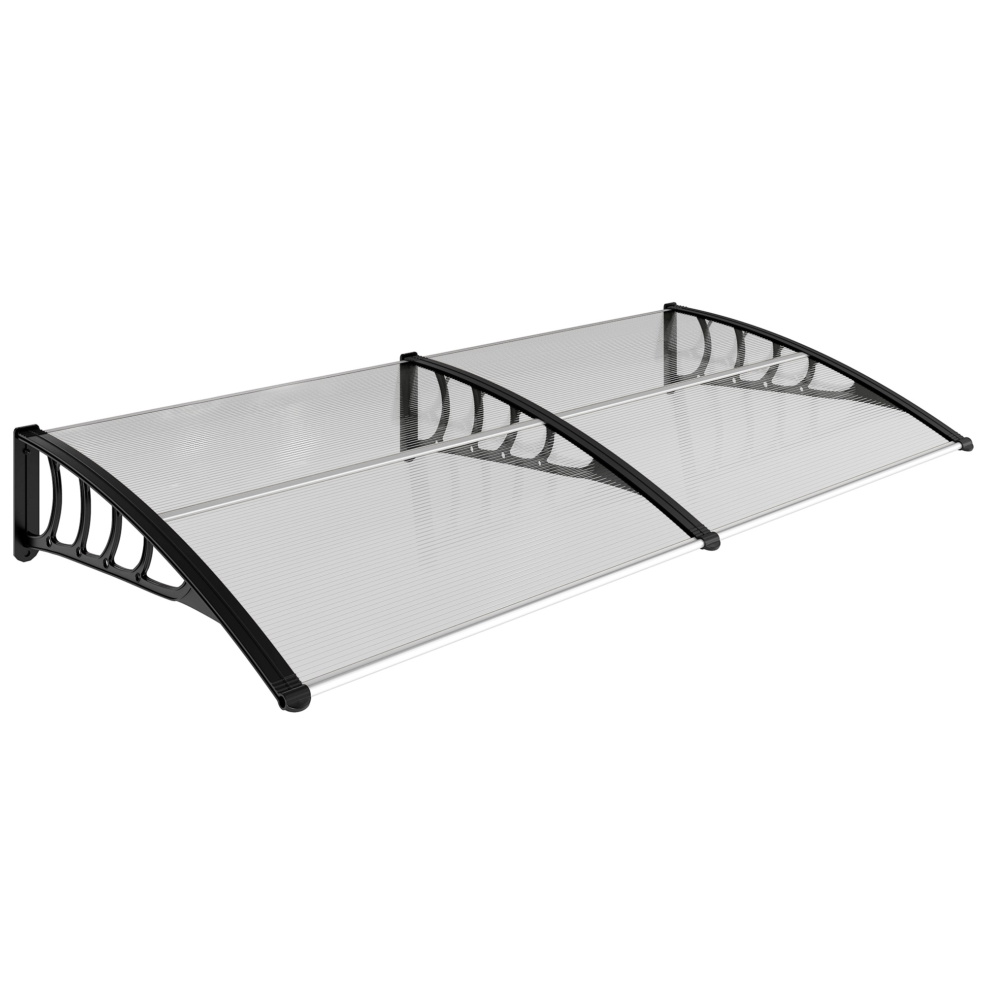 Outsunny Tettoia Moderna in Policarbonato, Alluminio e PP per Balconi, Finestre e Porte, 200x96x27 cm Aosom