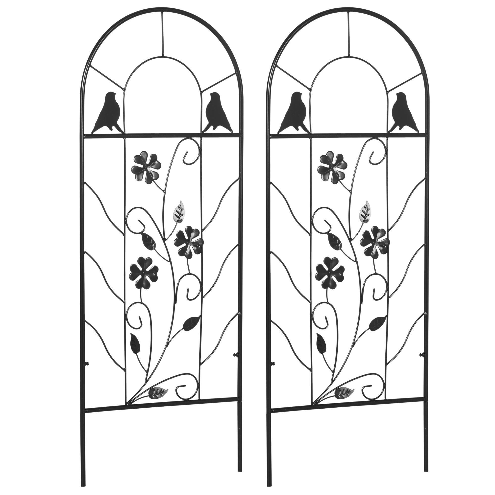 Outsunny Traliccio da giardino set di 2 supporto per piante rampicanti in metallo - 38 x 98 cm nero Outsunny Traliccio da giardino set di 2 supporto per piante rampicanti in metallo - 38 x 98 cm nero