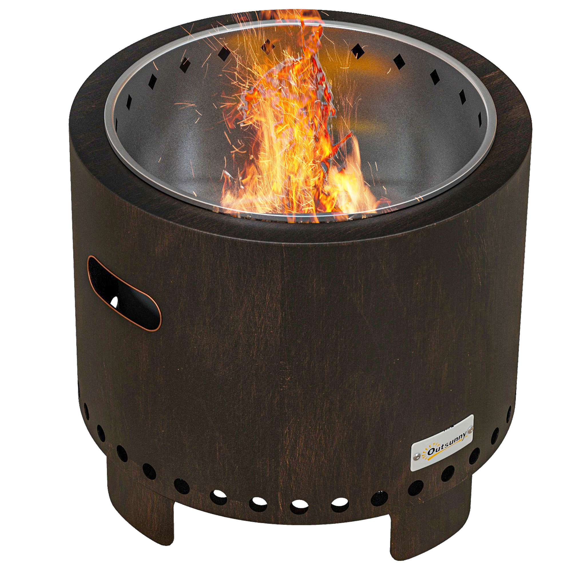 Outsunny Vasca da Fuoco, Focolare, Focolare, resistente alle intemperie, 45 x 45 x 42 cm, Nero + Bronzo Outsunny Vasca da Fuoco, Focolare, Focolare, resistente alle intemperie, 45 x 45 x 42 cm, Nero + Bronzo