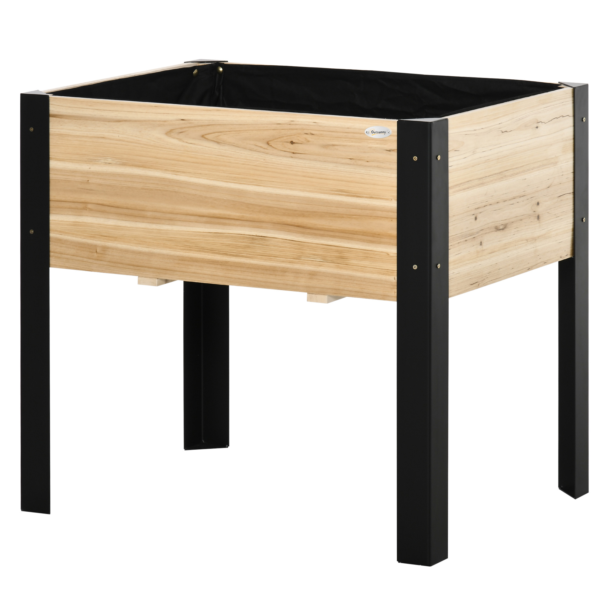 Outsunny Vaso da Giardino su Piedi - Orto - Feltro di Drenaggio Incluso - metallo Nero e Legno di Abete Outsunny Vaso da Giardino su Piedi - Orto - Feltro di Drenaggio Incluso - metallo Nero e Legno di Abete