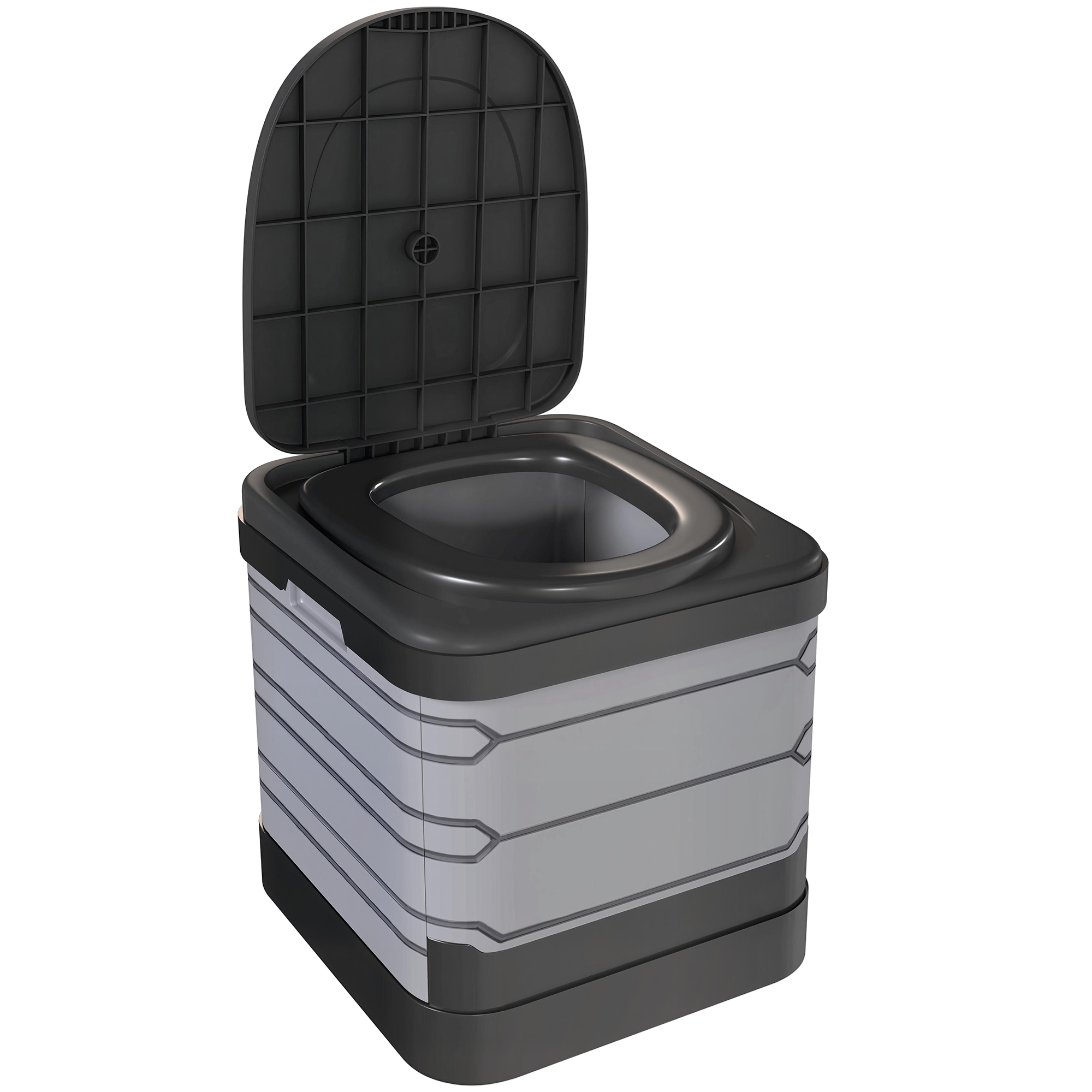 Outsunny WC Portatile da Campeggio con 12 Pacchetti Coagulanti e 12 Sacchetti di Smaltimento, 42x46x43.5 cm, Grigio e Nero Aosom Italy