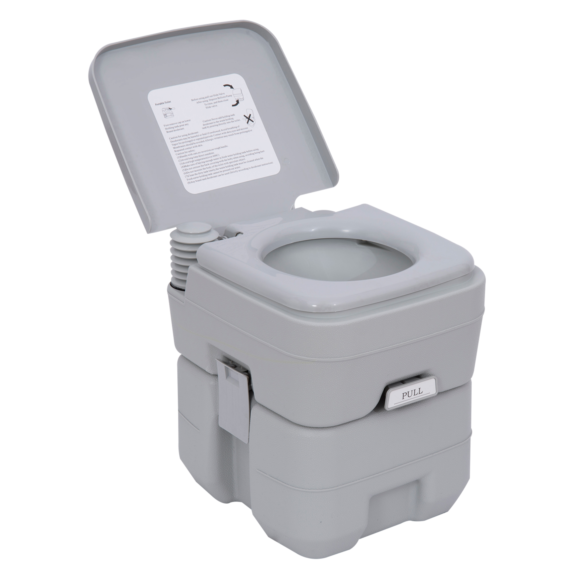 Outsunny WC Portatile da Campeggio Toilette da campeggio con Coperchio e 2 Serbatoi Rimovibili, 35,5 × 41 × 42,5 cm, grigio Aosom Italy